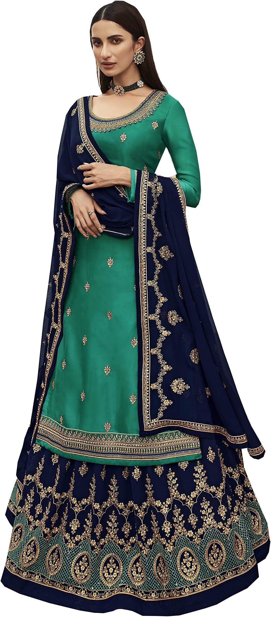 Delisa New Indian/Pakistani Eid Special Party/Ethnic wear Georgette Straight Ghagra Style Salwar Kameez Suit for Womens-2085