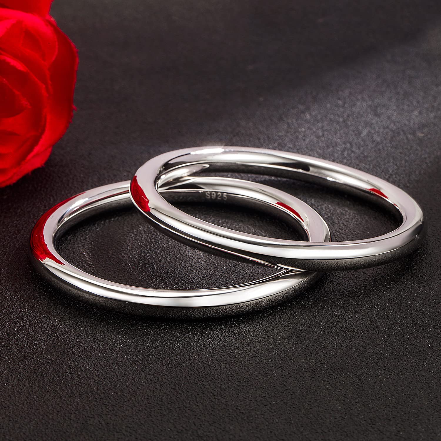 Minimalismo donna uomo 925 argento sterling bracciale larghezza 7-8MM diametro 60-65-68MM solido liscio su bracciale moda bei gioielli regali