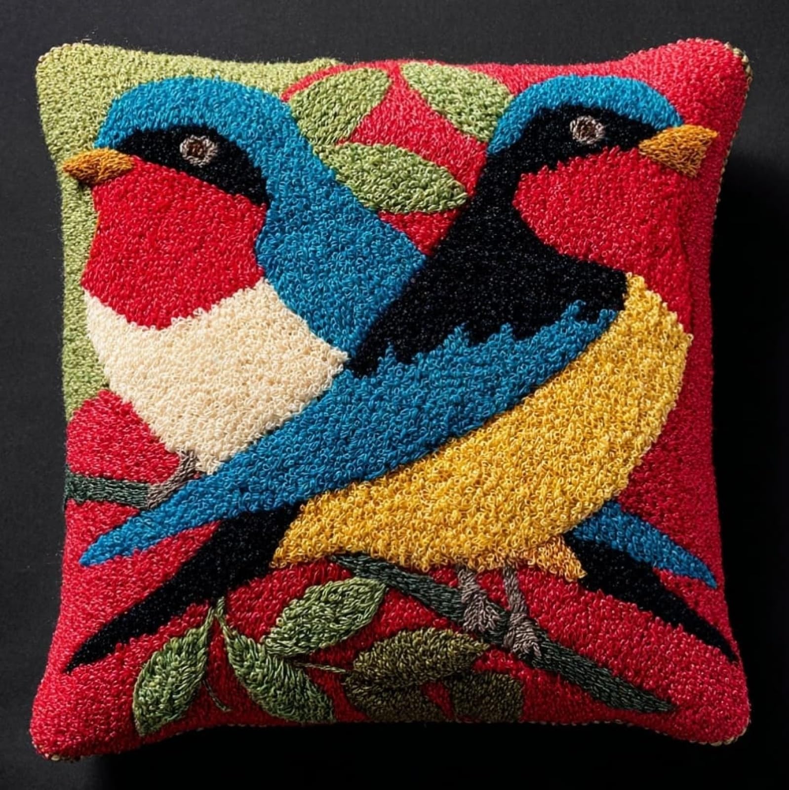 AxiangziK Latch Hook Kits for Adults Beginners 17x17in,Animals and Birds Creative Latch Hook Pillow Kit with Preprinted Canvas for Home Decoration and Present 43x43cm