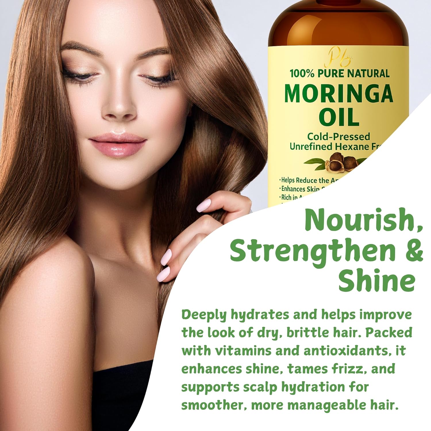 Moringa Oil – 100% Pure, Cold-Pressed & Unrefined – Moringa Seed Oil for Face, Skin, Hair & Body – Hydrating, Anti-Aging Moisturizer – 16 fl oz Amber Glass Bottle with Pump - Image 8
