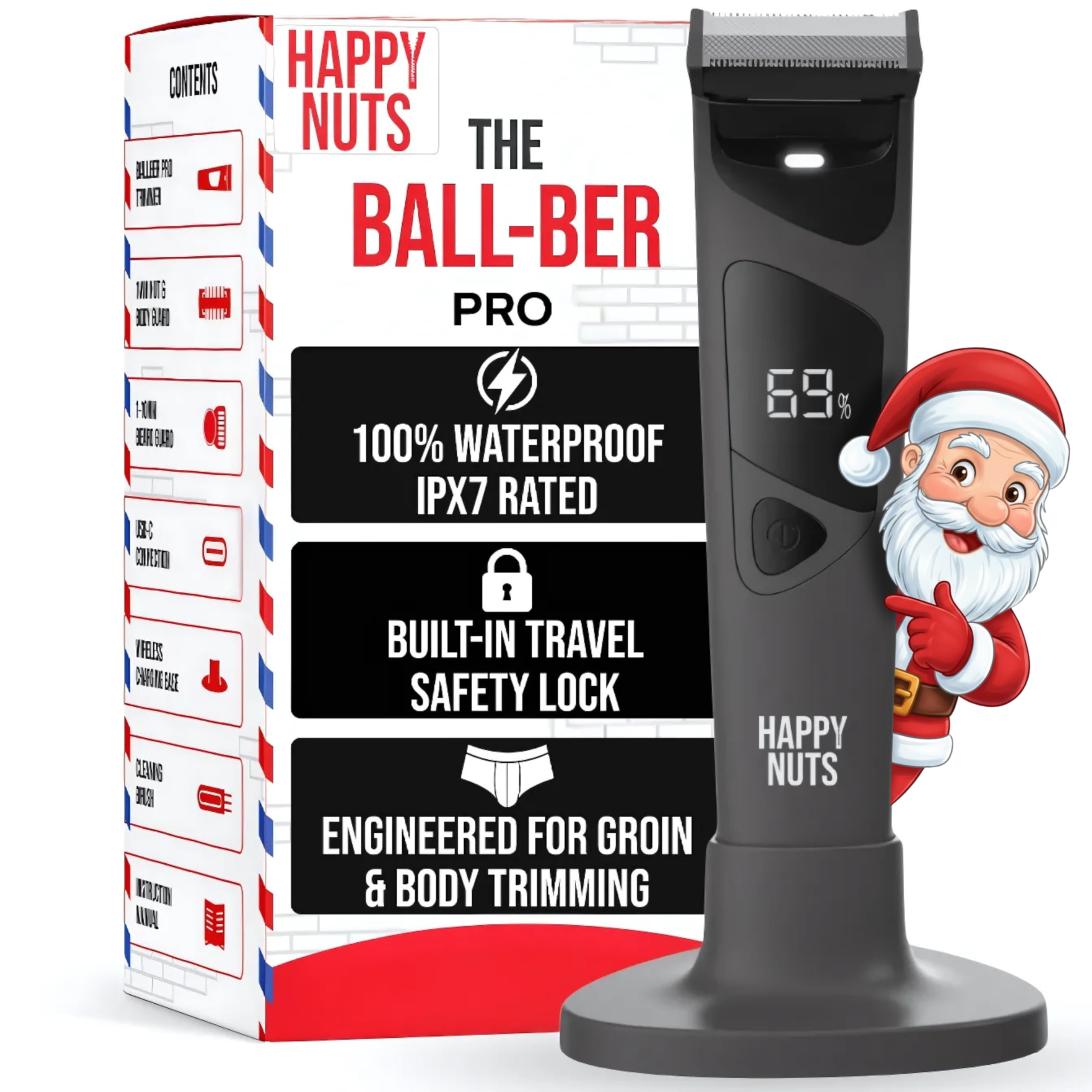 HAPPY NUTS The Ballber Groin Trimmer for Men Waterproof Rechargeable Ball Shaver for Men (The Ballber Pro), 1.0 count