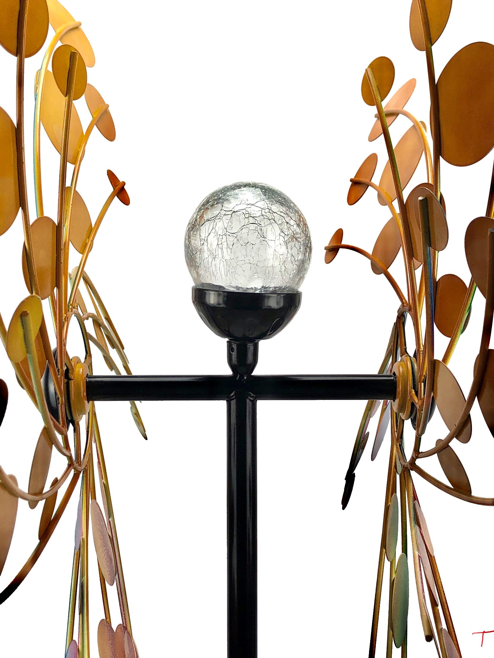 Crispe Metall Windrad 185 cm mit Doppelrotor – Windspiel Windmühle für den Garten – wetterfest & standfest – kugelgelagert – Dreibein – wahlweise mit Solarlampe – Gartendeko Outdoor