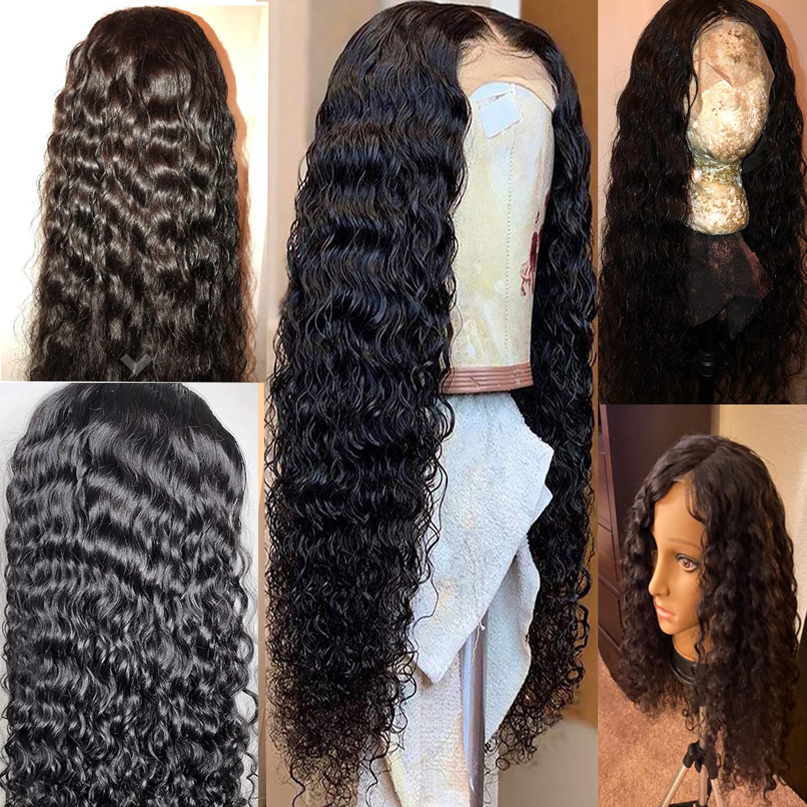 Arabella 24inch Transparent Lace Front Wigs Human Hair 10a Lace Front Wigs Water Wave Human Hair With Baby Hair Wet And Wavy Lace Front Wigs 180% Density (24 inch, 4x4 water wave)