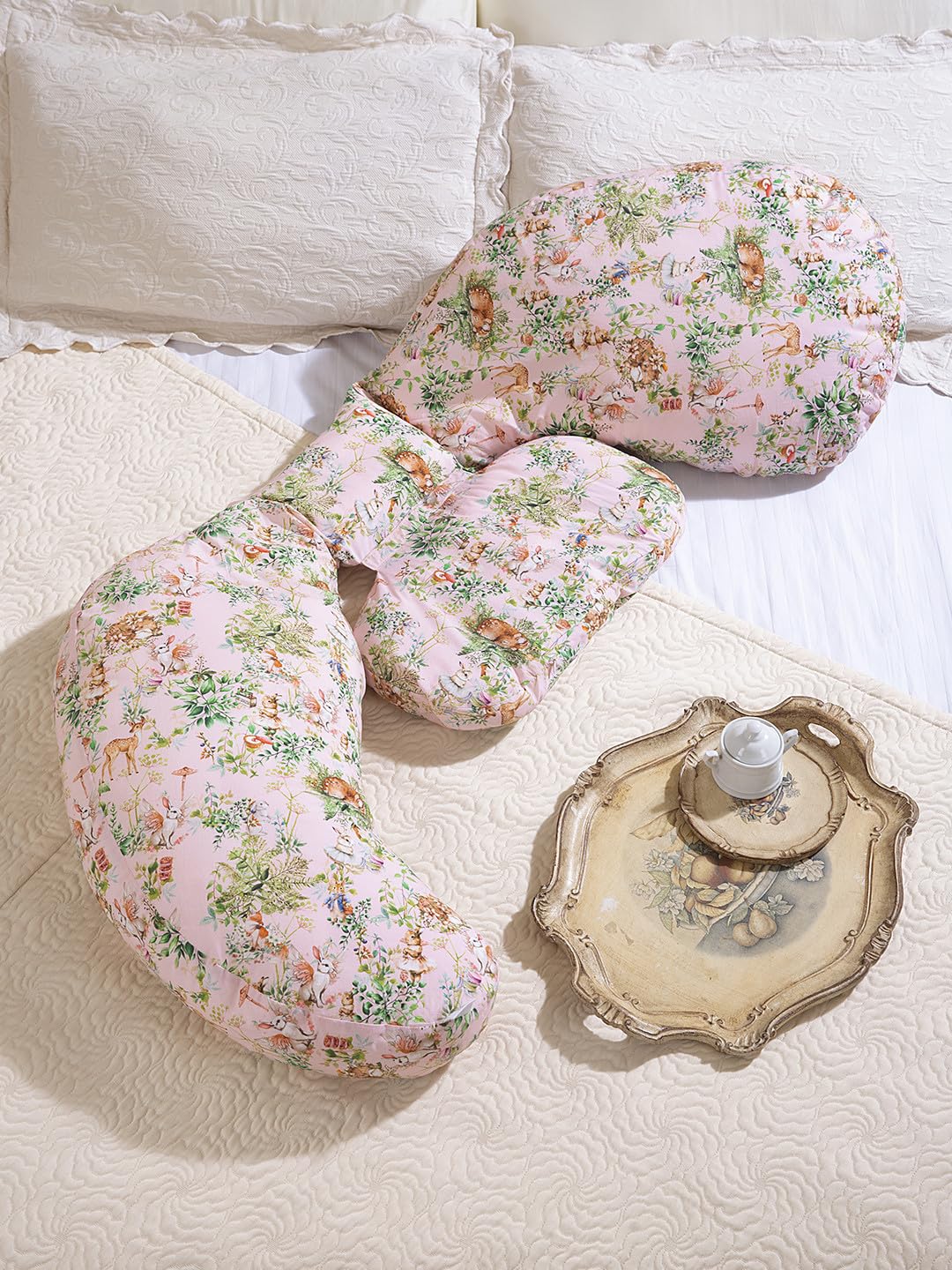 THE BABY TRUNK Blush Bunny Maternity Pillow | Full Body Support for Pregnancy & Nursing | Soft & Washable Cover 1