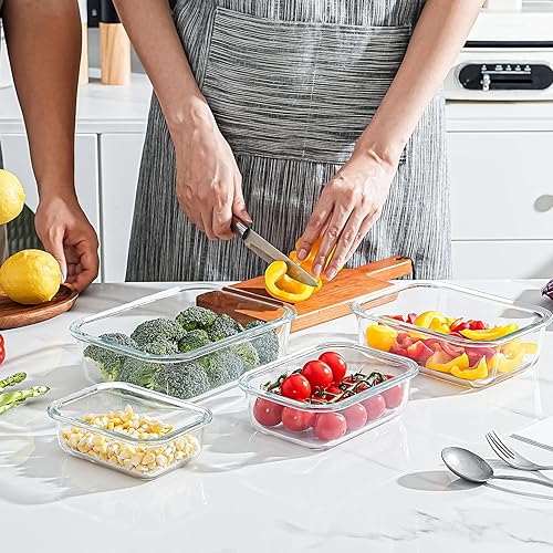 Miniatura 7 de 4 loncheras de vidrio selladas con tapas, recipientes de almacenamiento de alimentos de vidrio azul transparente y loncheras de vidrio selladas que