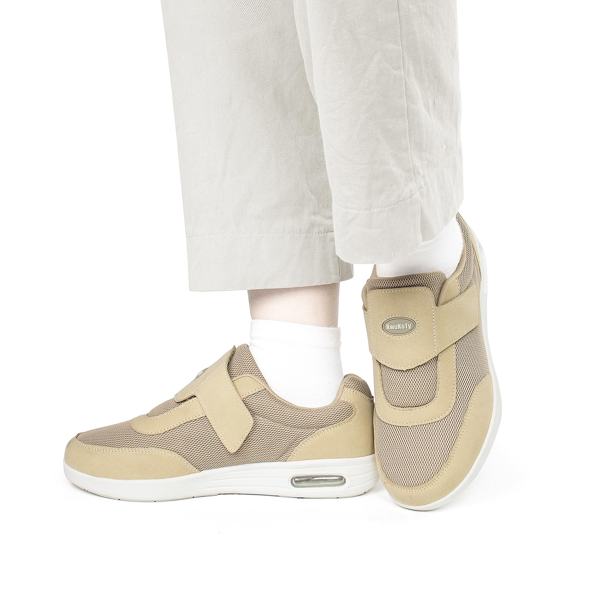 Diabetiker Schuhe Herren Damen, Orthopädische Schuhe Extra Weit | Anpassbare 3-lagige Einlegesohle, leichter Klettverschluss, stoßdämpfendes Luftpolster und rutschfeste Laufsohle