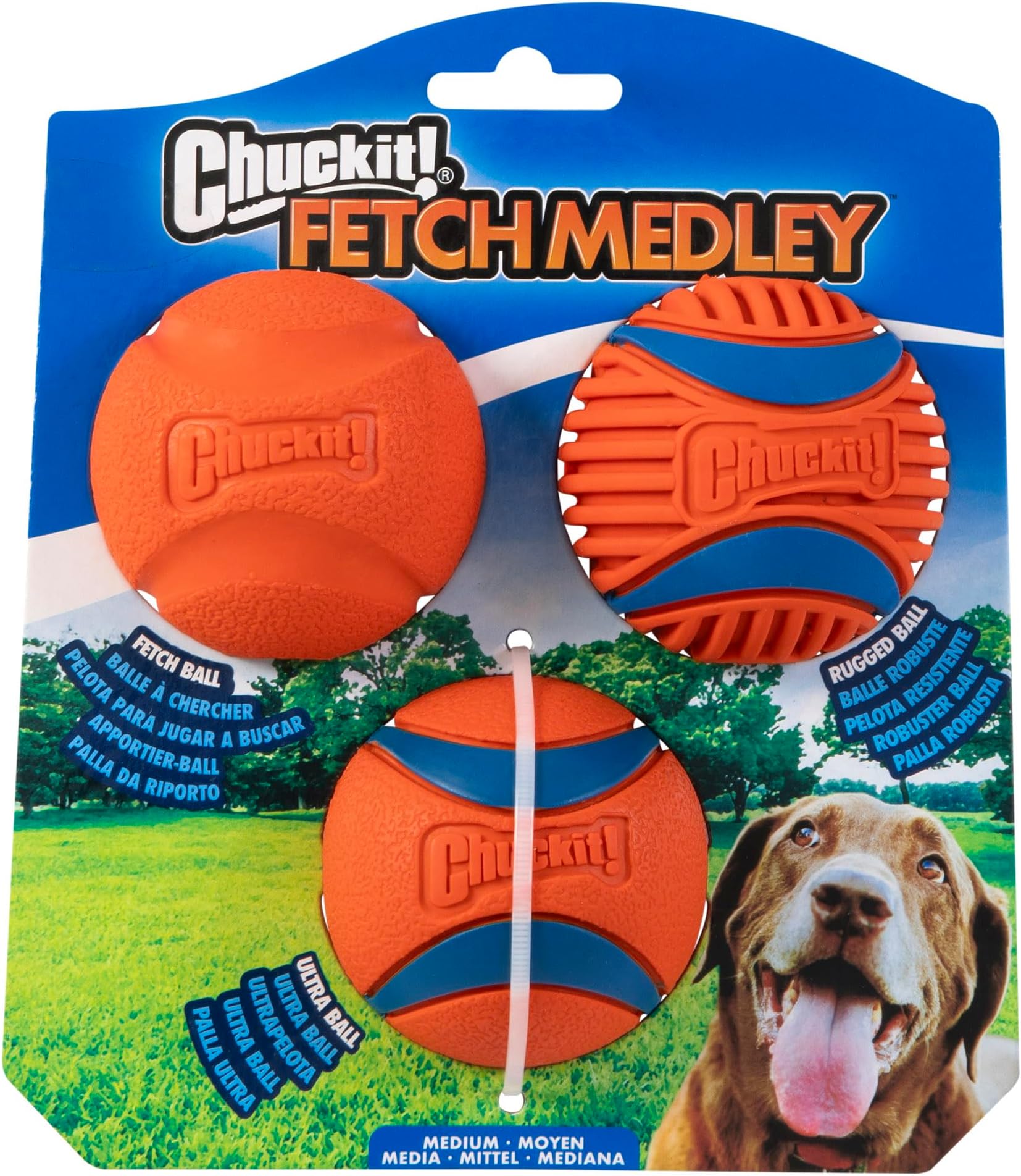 Chuckit! Dog Balls - Interactive Dog Toys, High-Bounce Fetch Ball, Ultra and Rugged Balls, Durable - Size Medium, 2.5-inch Diameter, Set of 3