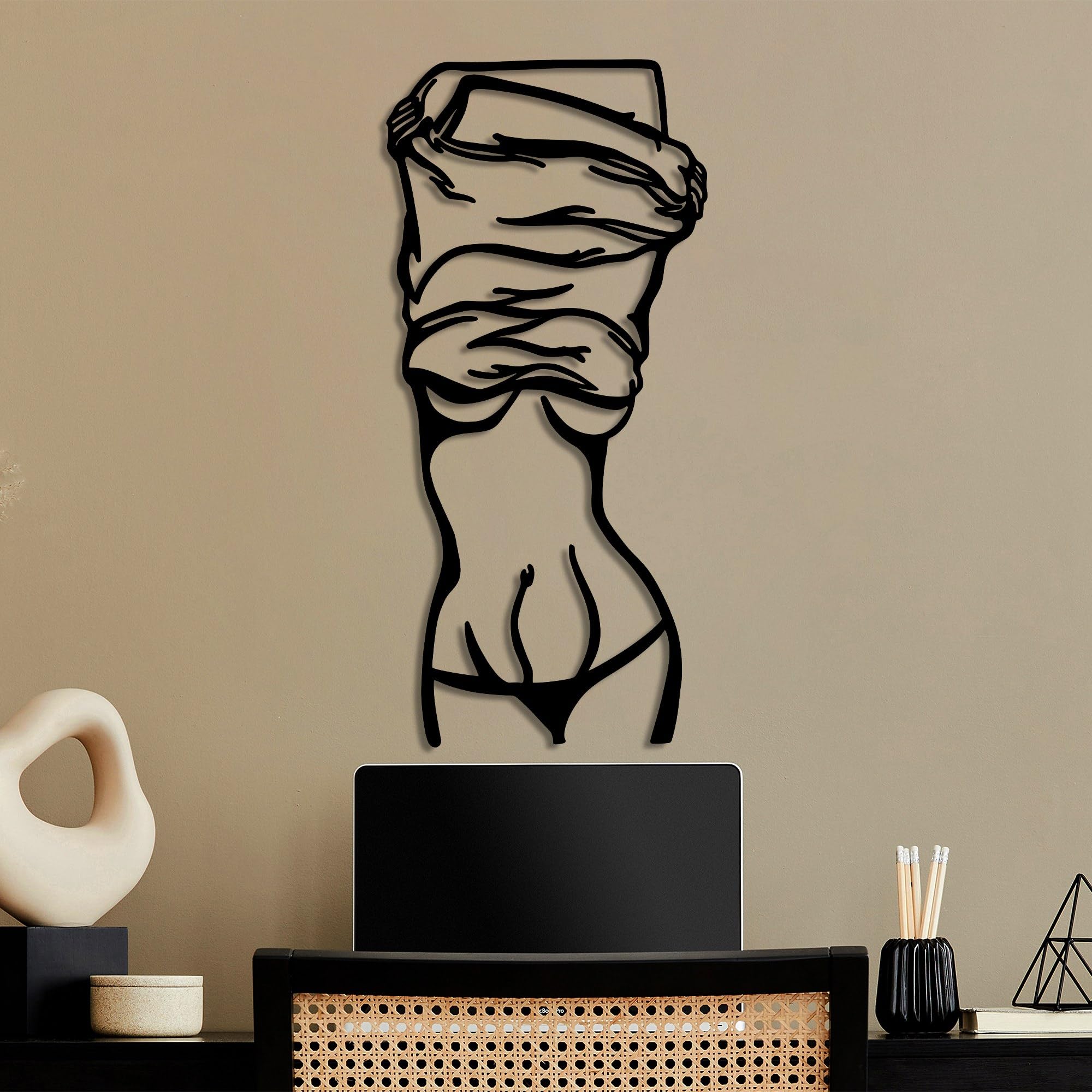 Stylish Black Decorative Metal Wall Accessory, 33 x 70 cm, 100% Metal, 1.5 mm Thick, Lightweight & Easy to Hang, Perfect for Modern Decor