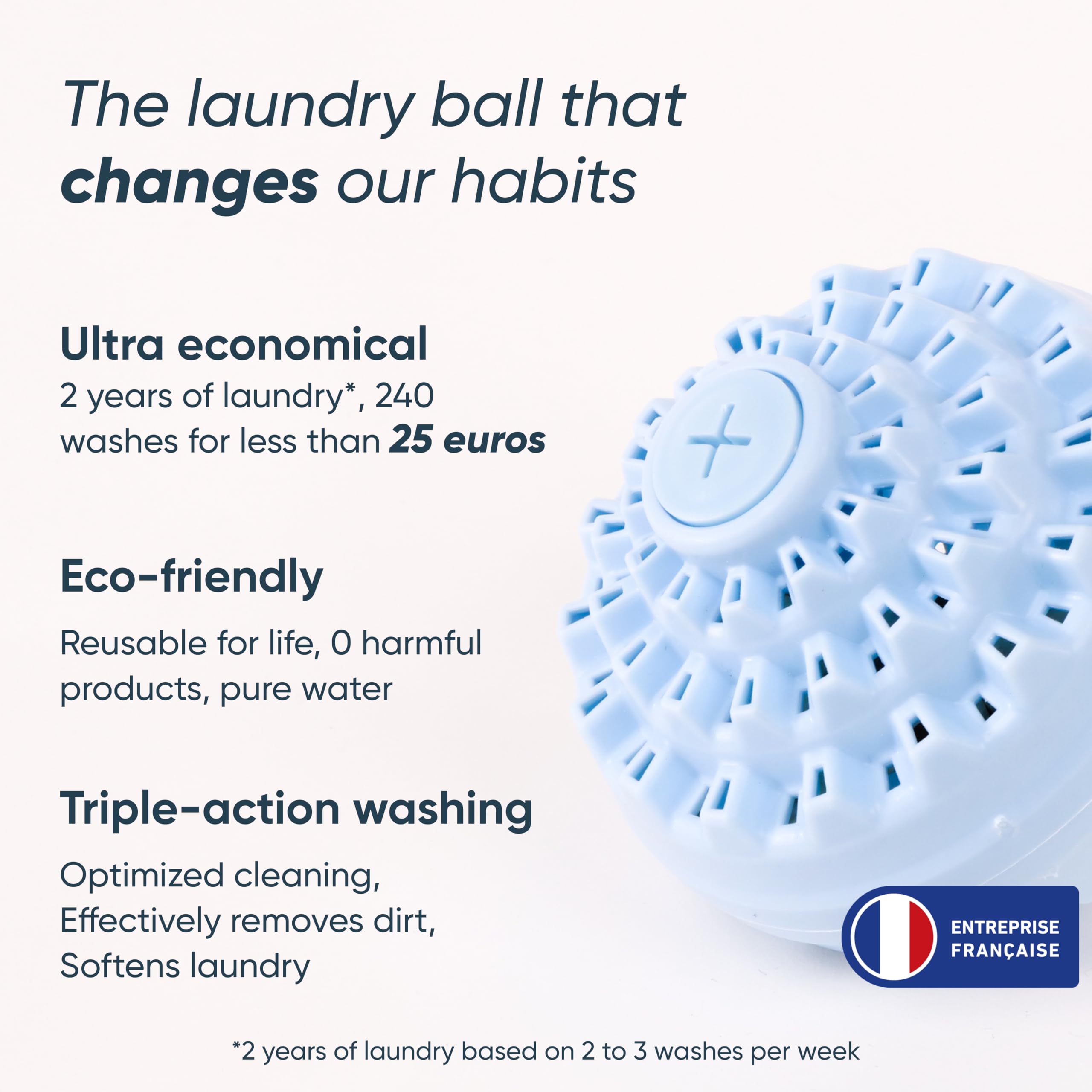 aecodune Ekologiczna piłka do prania w pralce – 240 praniach – naturalny proszek do prania w perłach do prania Zero Waste – detergent do prania Sensitiv – olejek eteryczny – antywapienny i ekonomiczny kulka
