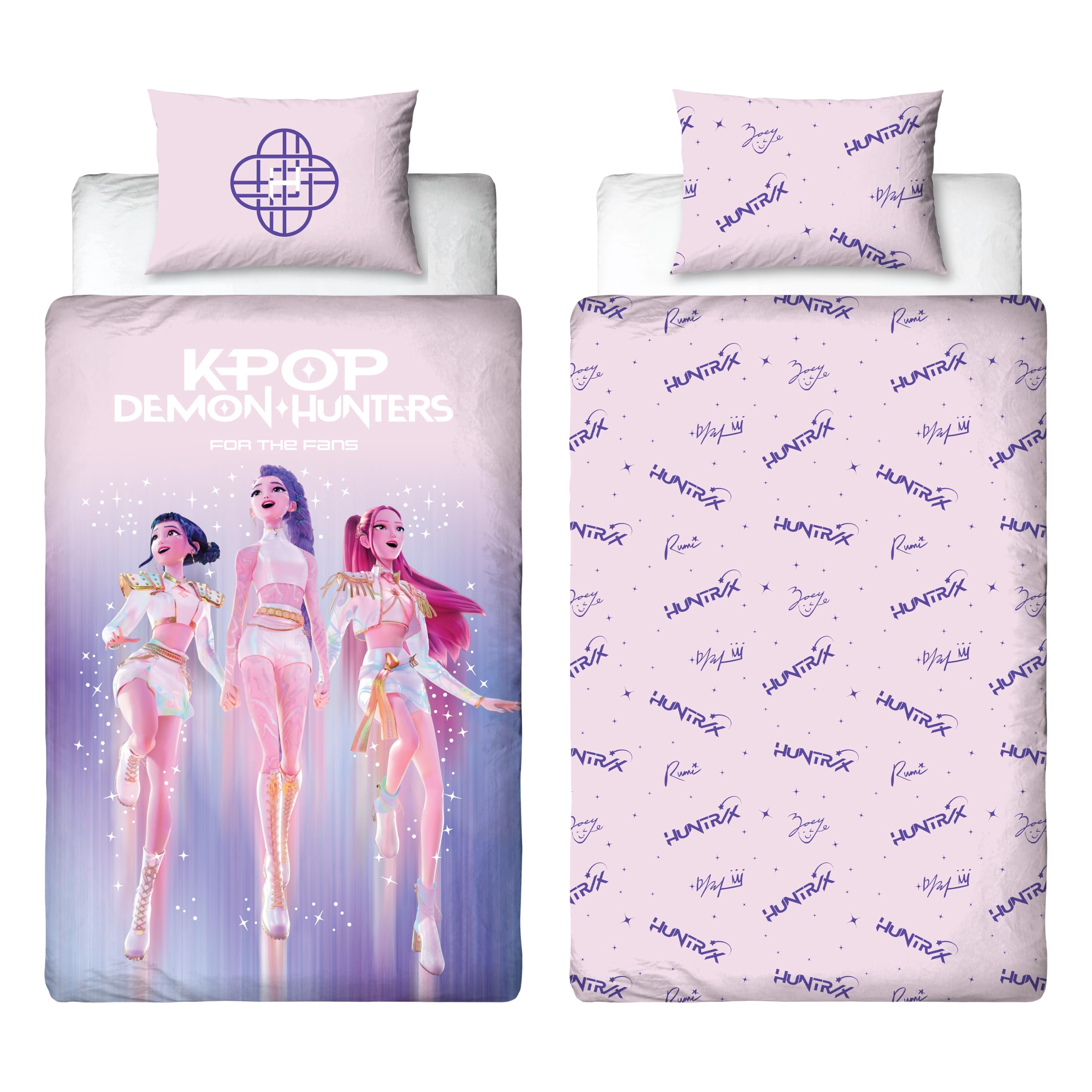 K Pop Demon Hunters Officially Licensed Single Duvet Cover Set | Signature Design Reversible 2 Sided Bedding Including Matching Pillow Case | Perfect For Kids Bedroom | Polycotton