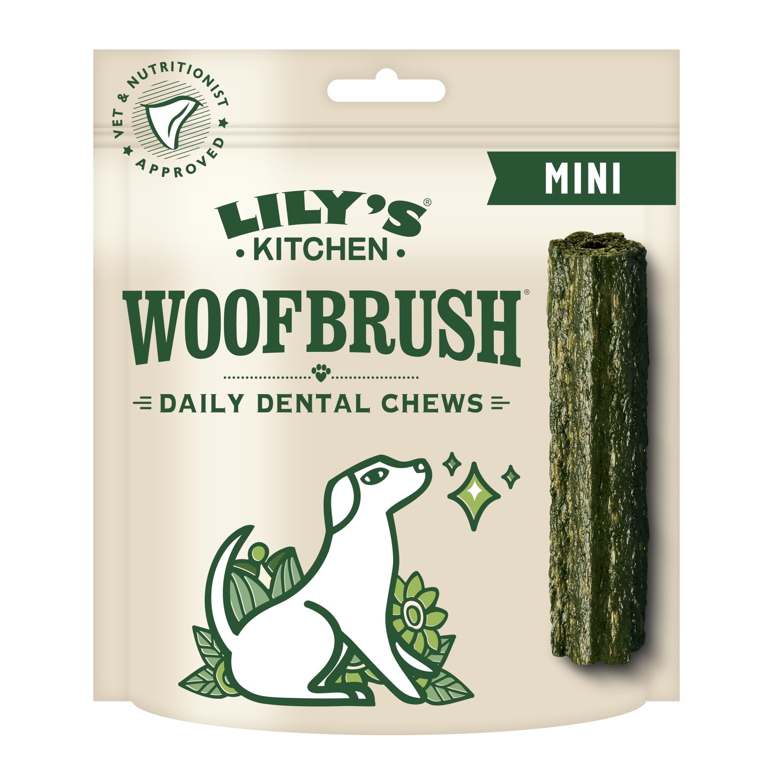 Lily's Kitchen Mini Woofbrush Dental Chew - Natural Dental Sticks for Small Dogs (7 x 130g)