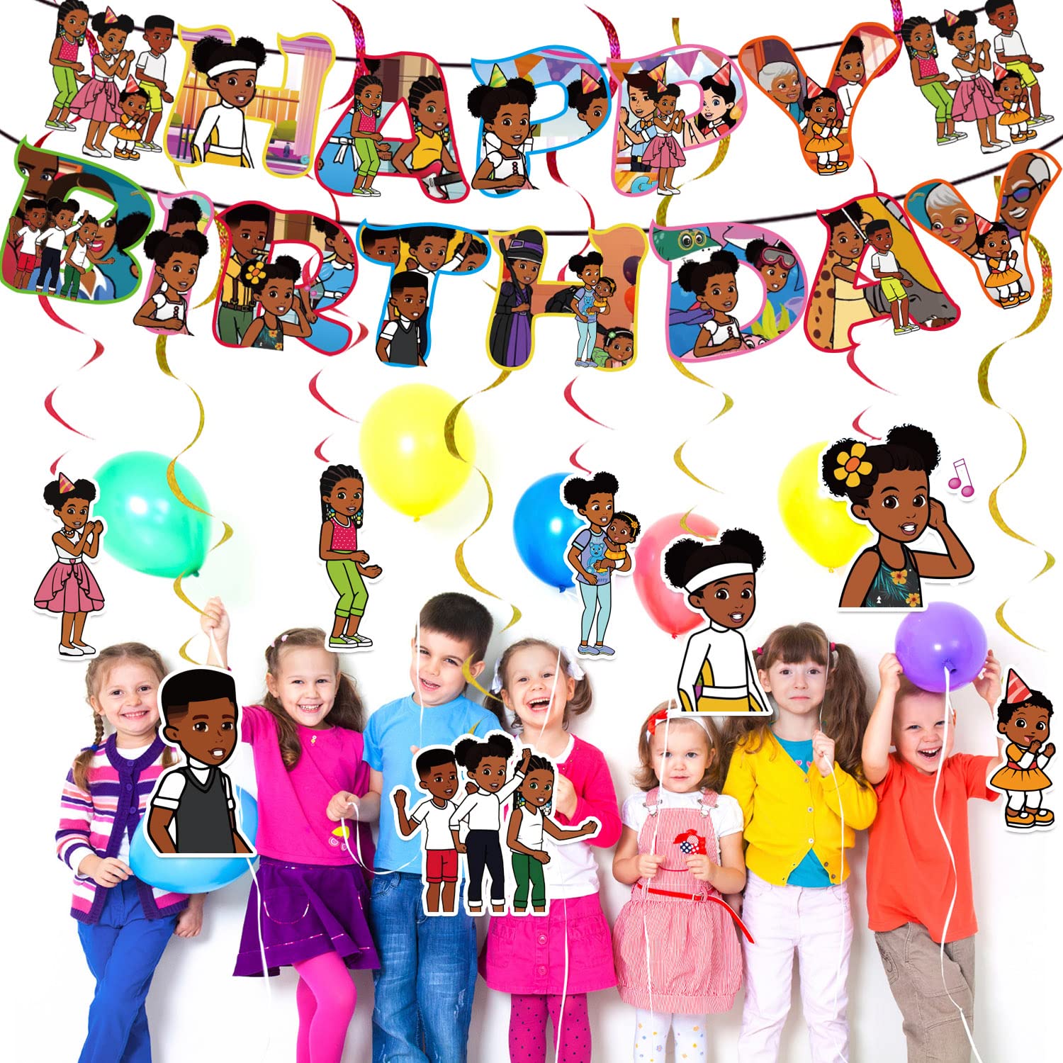 Gracies Birthday Party Supplies Banner and 12*Hanging Swirls for Gracies Birthday Decorations, Kids Boys and Girls for Birthday Party Decorations Happy Theme.