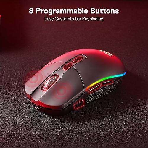 Miniatura 5 de Redragon M719 Pro - Ratón óptico inalámbrico para juegos, 8 botones programables, retroiluminación RGB, 10,000 DPI, mouse ergonómico para juegos de