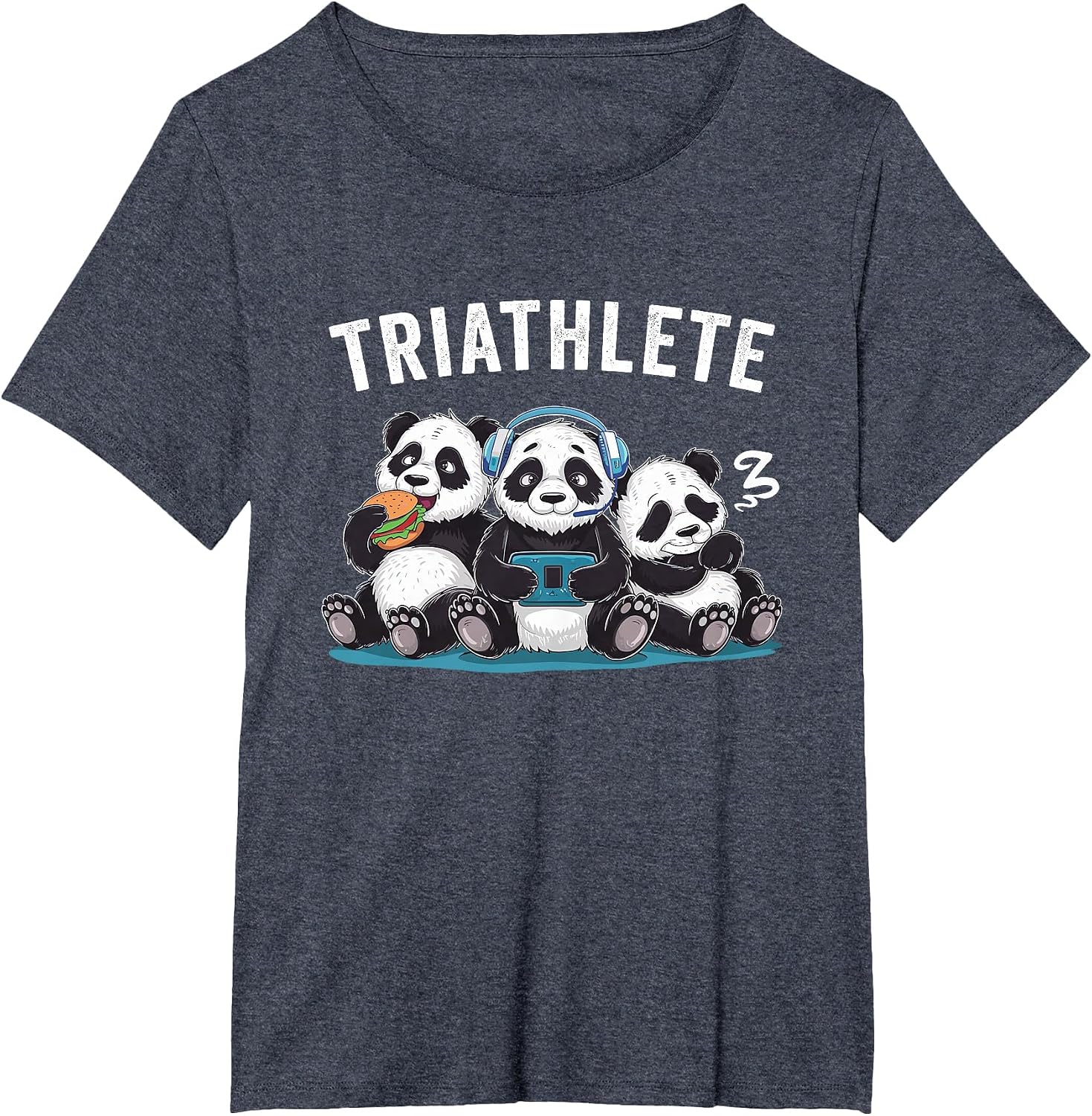 Triathlete Panda Headset Console Nerd Gaming Gadget Gamer T-Shirt
