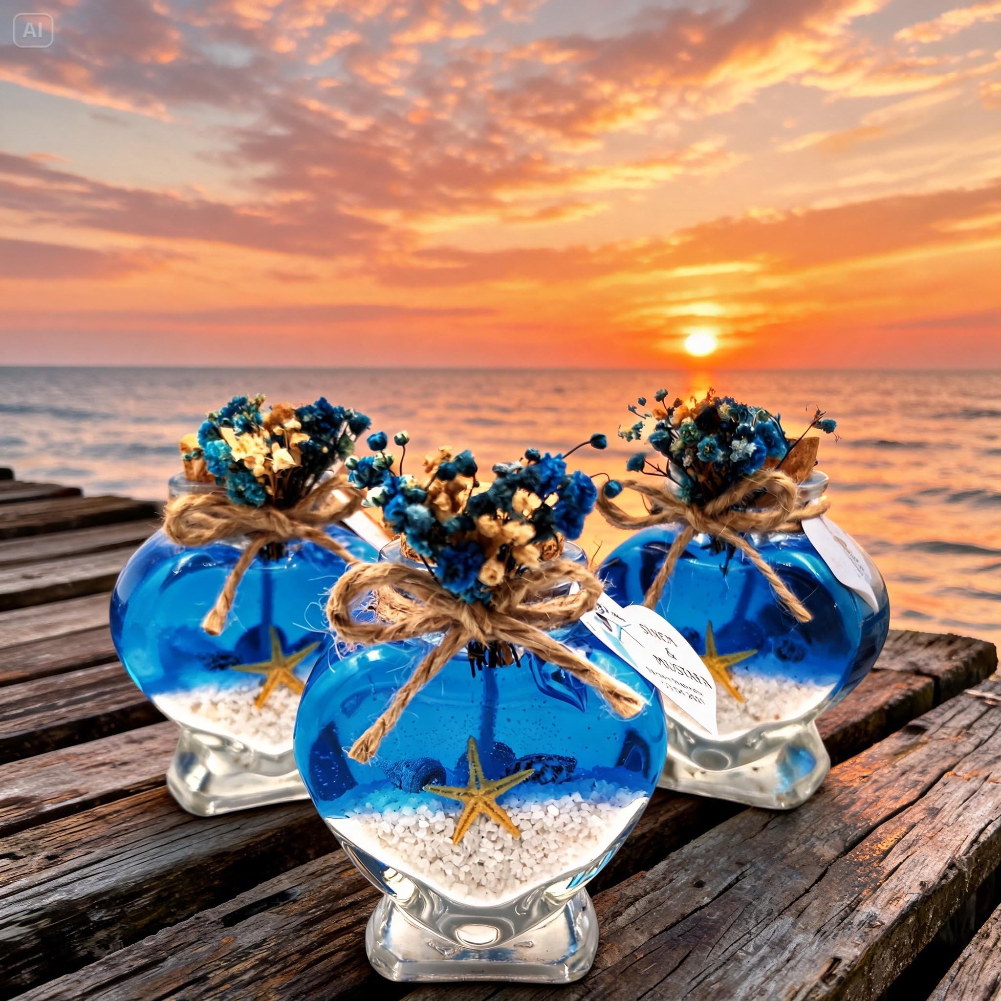 bomboniere matrimonio, bottigliette vetro Candele in un barattolo di profumate battesimo,vasetti vetro anni ragazzo, comunione, cresima,piccolo regalo (gel blu sabbia bianca, set da 50)