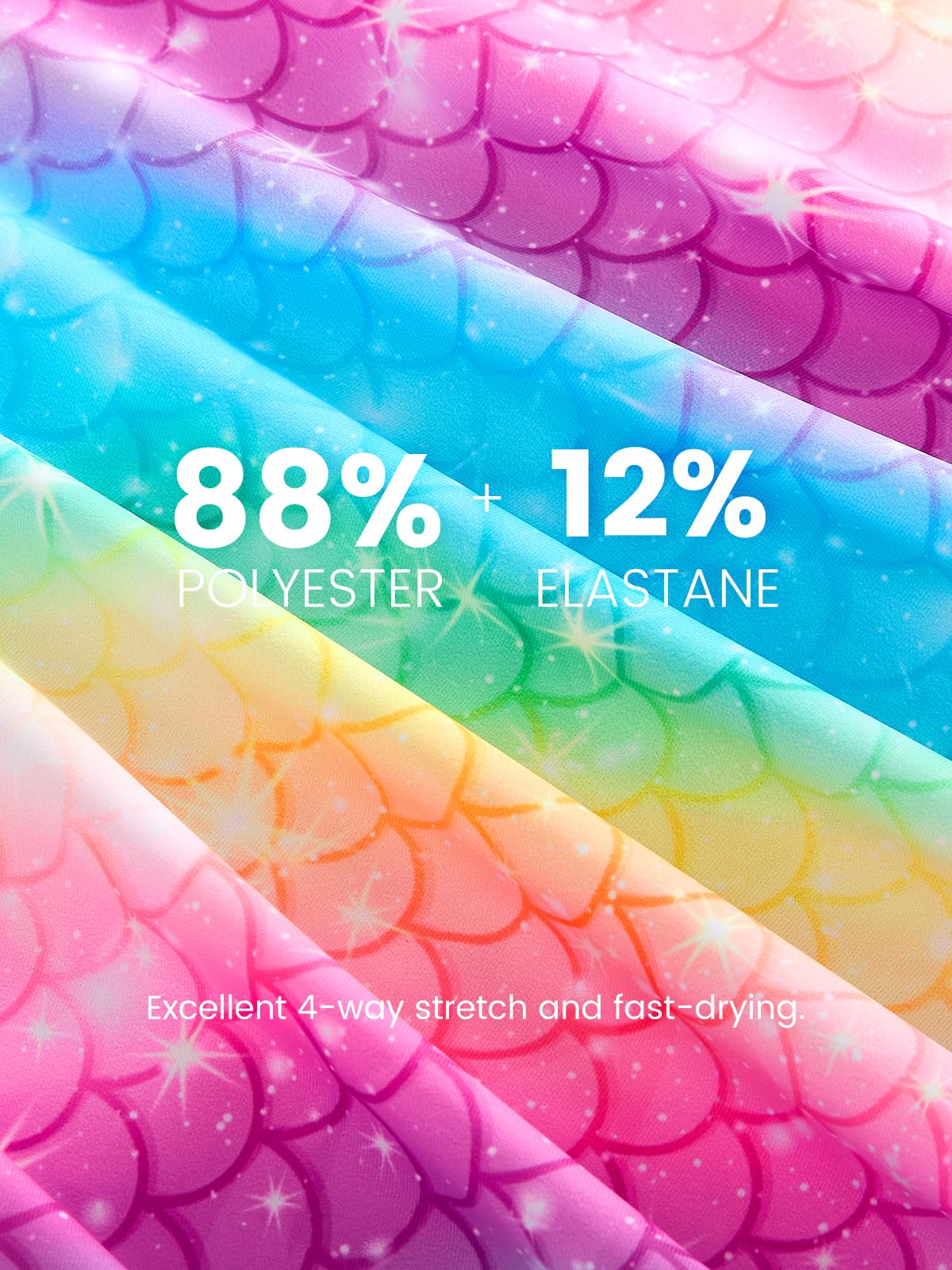 JiAmy Dziewczęcy kostium kąpielowy, jednoczęściowy, z krótkim rękawem, kostium kąpielowy dla dzieci ze spódnicą, łuskę ryb, dziewczęcy, moda kąpielowa na plażę, dla dzieci w wieku 4-12 lat, 104-15