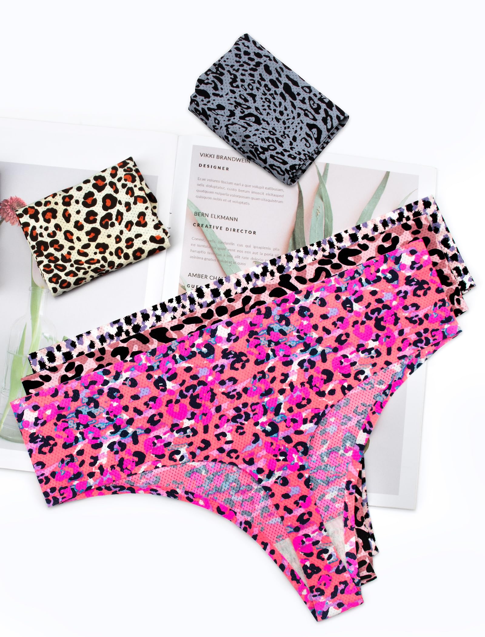VOENXE Perizoma da Donna Senza Cuciture A Vita Alta,Slip Tange Donna Brasiliana,Invisibili Microfibra Mutande,Biancheria Confezione String Thong,Seamless,Pacco da 5