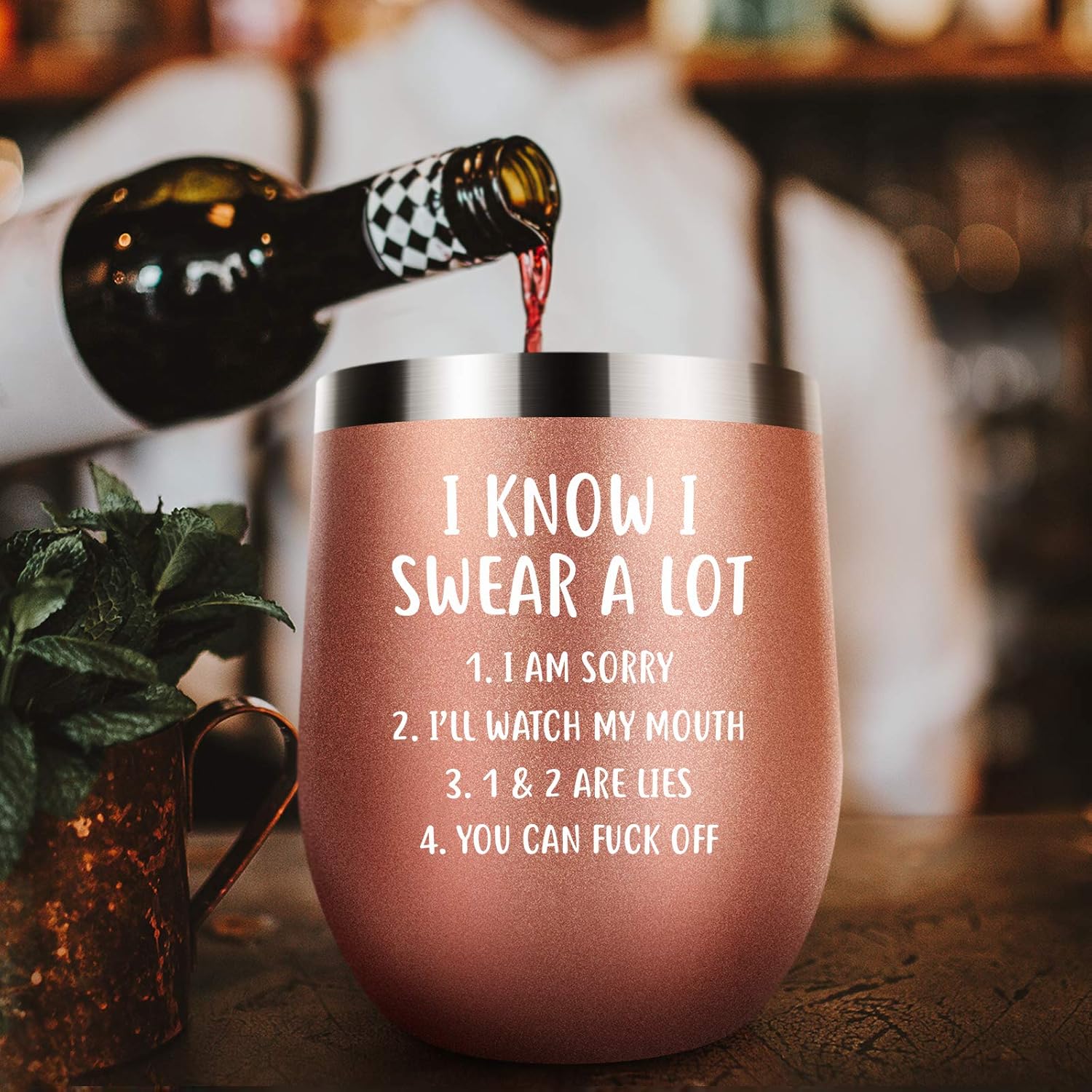 Creative Product Funny Sarcastic Quote Saying I Know I Swear A Lot Wine Tumbler Gag Gift For Best Friend, Sister,Her For Birthday, Christmas, Graduation, Xmas - Jackmen 12 oz Wine Tumbler