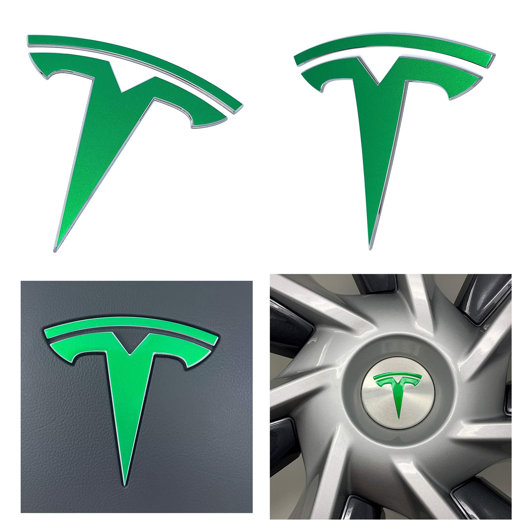 Logo Decal Wrap for Tesla Model Y, 11-pc Set (Gloss Green)