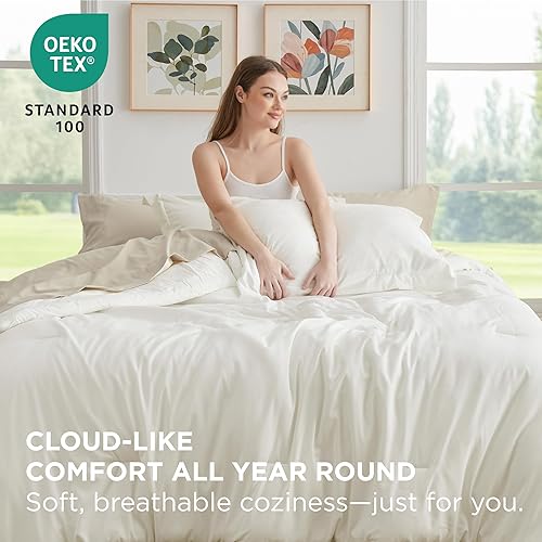Miniatura 3 de Bedsure Juego de edredón tamaño individual, blanco, 5 piezas, ligero, bohemio, cama en una bolsa con edredón, sábana, funda de almohada y funda de