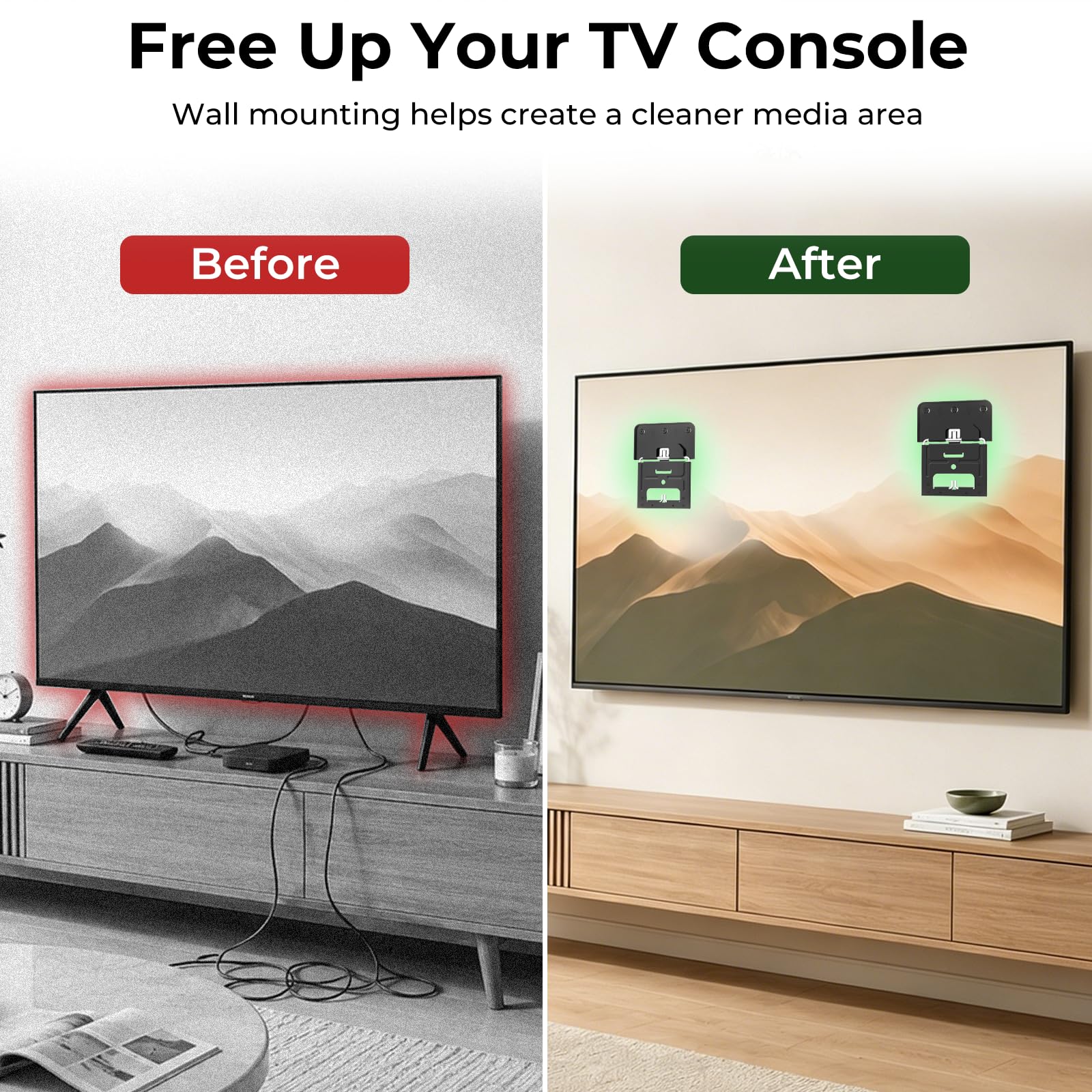 Supporto da parete sottile per TV compatibile con TV da 14"-80"