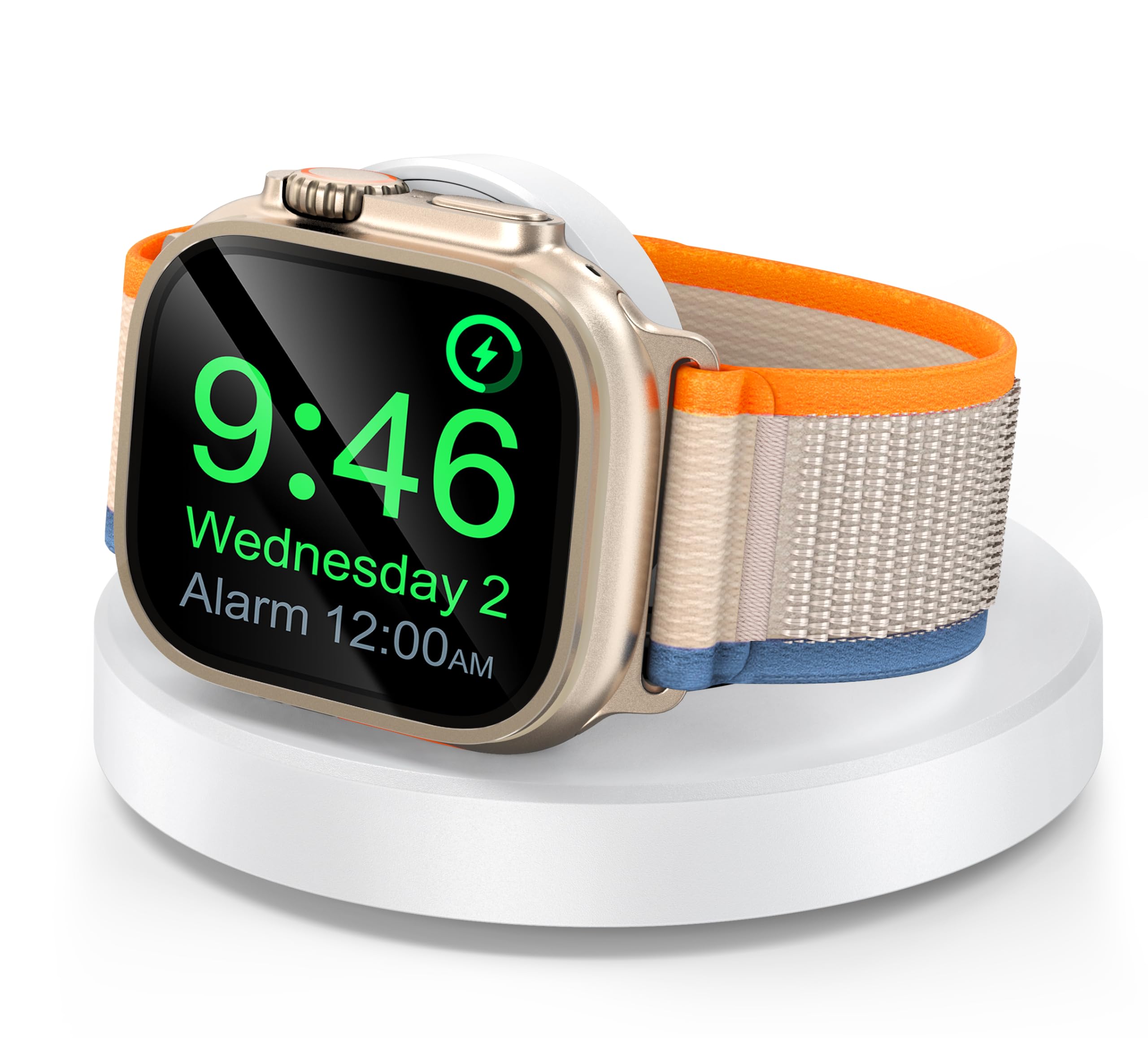 Upgraded for Apple Watch Charger, Travel Fast Charging Dock | Portable Wireless Charging Stand Compatible with iWatch Series Ultra/SE/11/10/9/8/7/6/5/4/3/2 Support Nightstand Mode-White