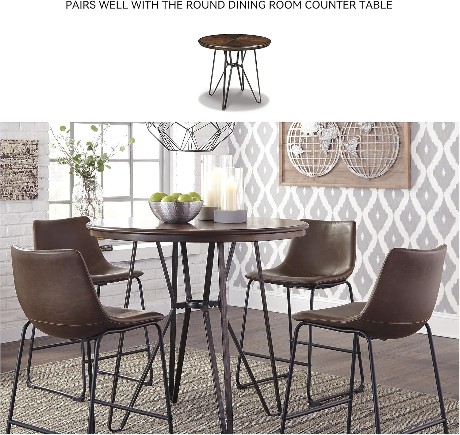 Signature Design by Ashley Centiar 24" Counter Height Modern Bucket Barstool 2 Count, Brown