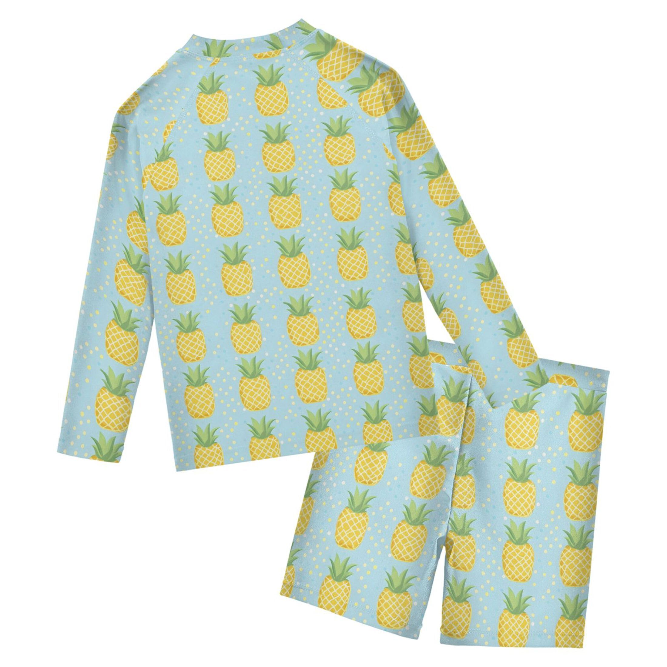 Pineapple Fruit Baby Boys' Toddler Long Sleeved Rashguard Swim Bathing Suit Set B0403671