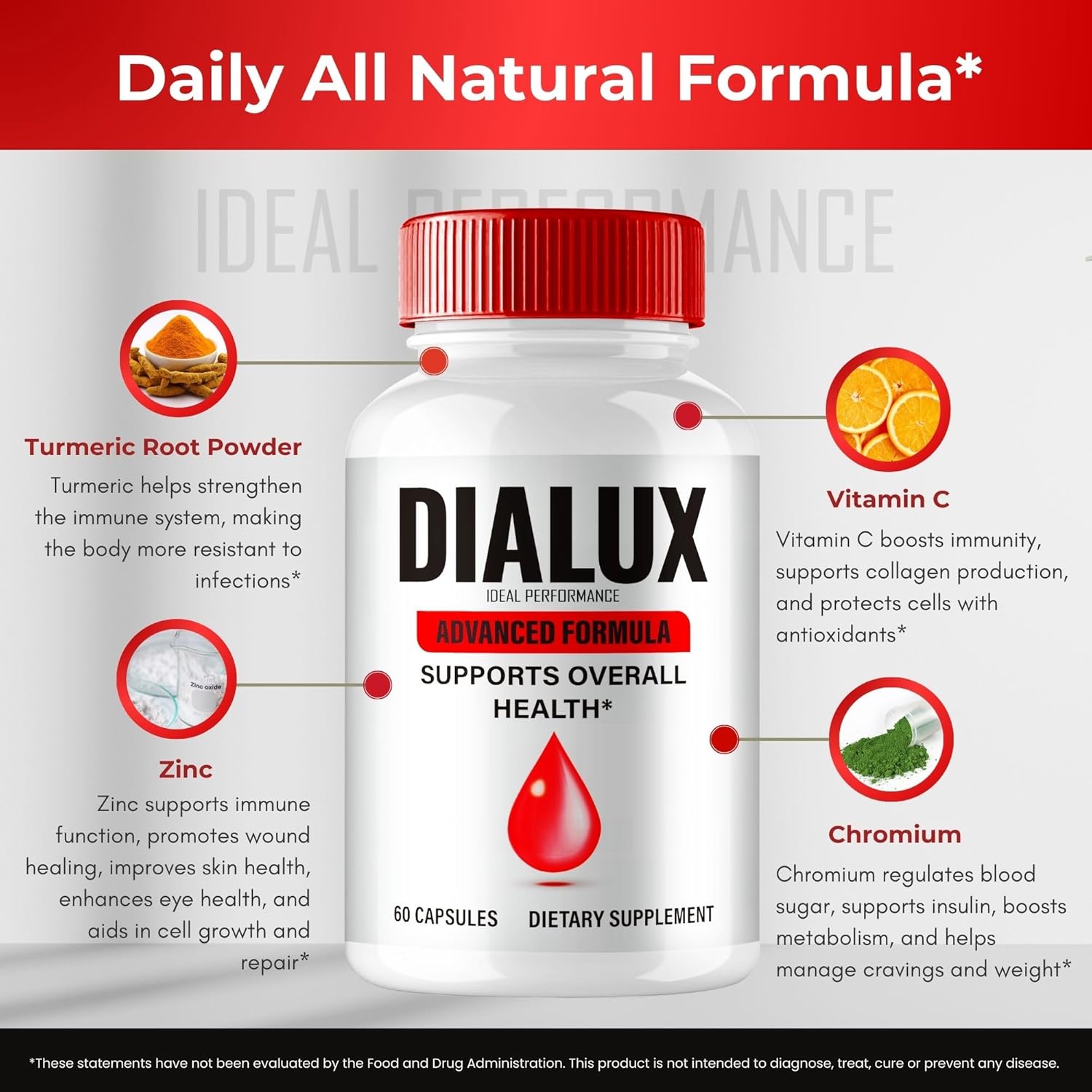 IDEAL PERFORMANCE Dialux Blood Capsules, Dialux Blood Formula Support Supplement Pills, Premium Formula for Healthy Circulation & Stable Levels, All Natural Dia Lux Pills Reviews (2 Pack)