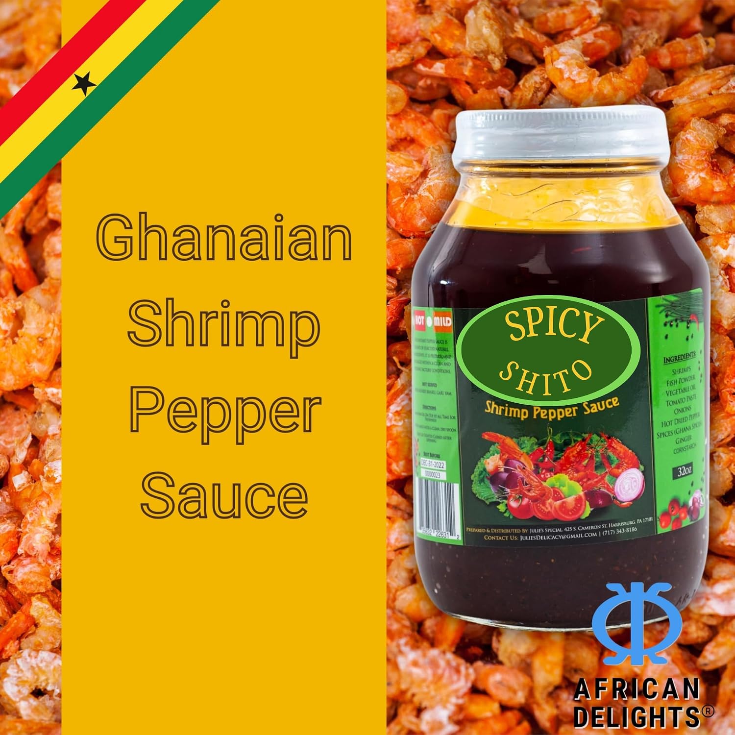 Ghana Shito Bundle – 16oz Hot Shrimp Pepper + 32oz Mild Shrimp Pepper | Authentic Ghanaian Hot Sauce Combo image 2