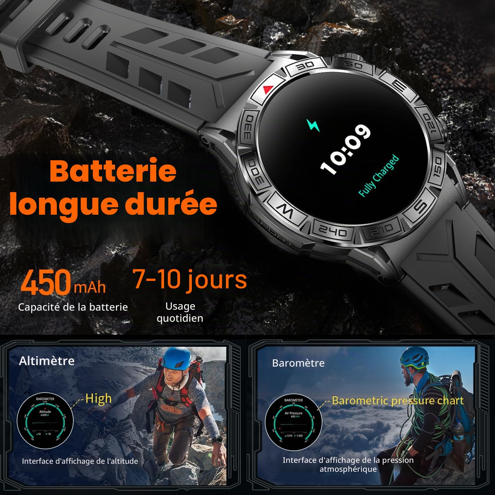 Smartwatch pour Homme Femme, 1,43" HD Smartwatch avec appels Whatsapp, 1ATM étanche, 107+ Modes Sportifs, Surveillance du Sommeil, Cardiaque pour Android iOS