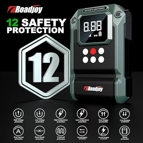 Miniatura 2 de Arrancador de coche de alta potencia de 4000 A con compresor de aire de 150 PSI, refuerzo de batería de coche de 12 V, inflador de neumáticos