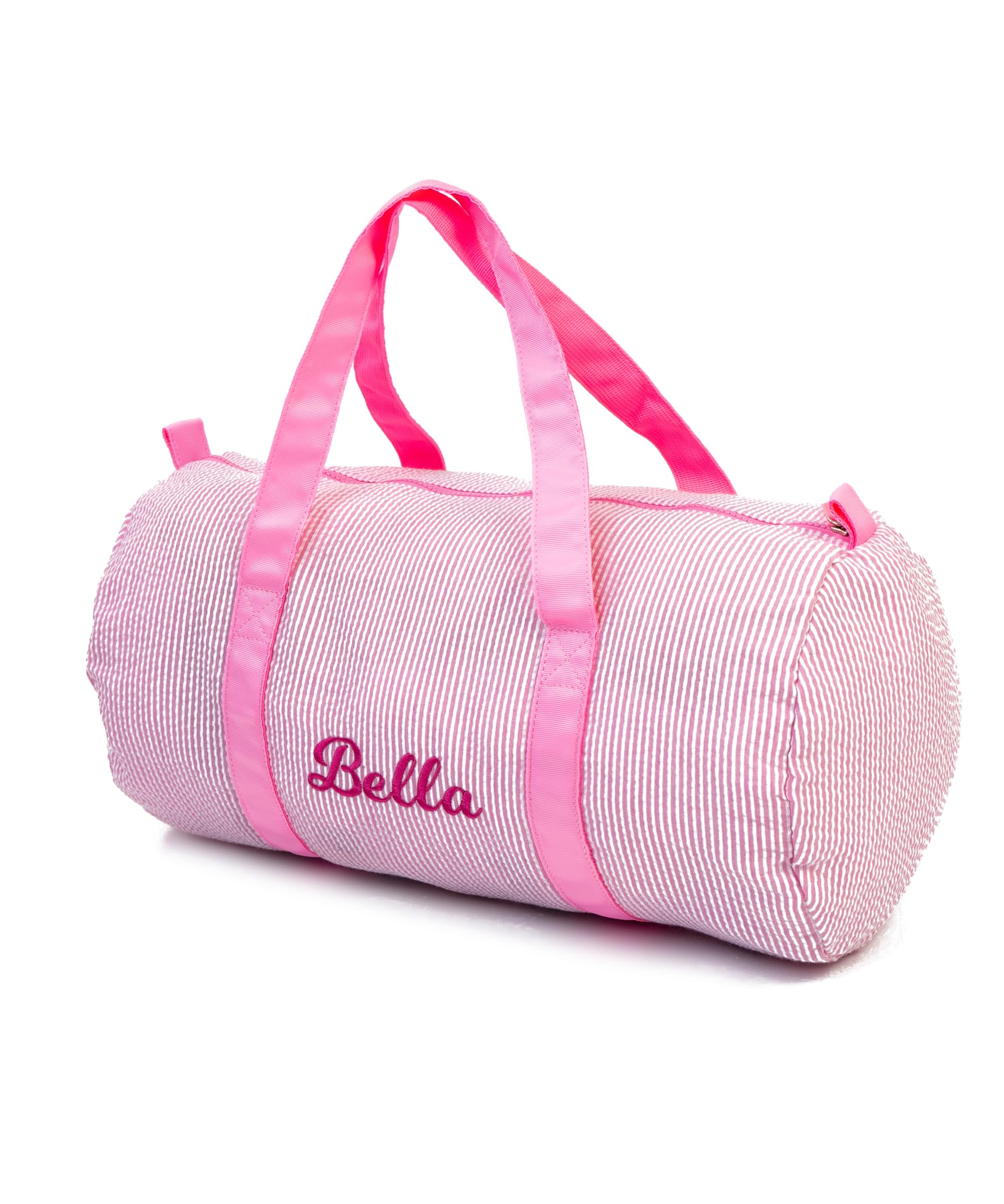 MTIANG Toddler Girls Duffle Bag Personalized Overnight Duffle Bag Seersucker Ballet Dance Bag Weekender Tote Carry on Bag for Little Girls (Pink)