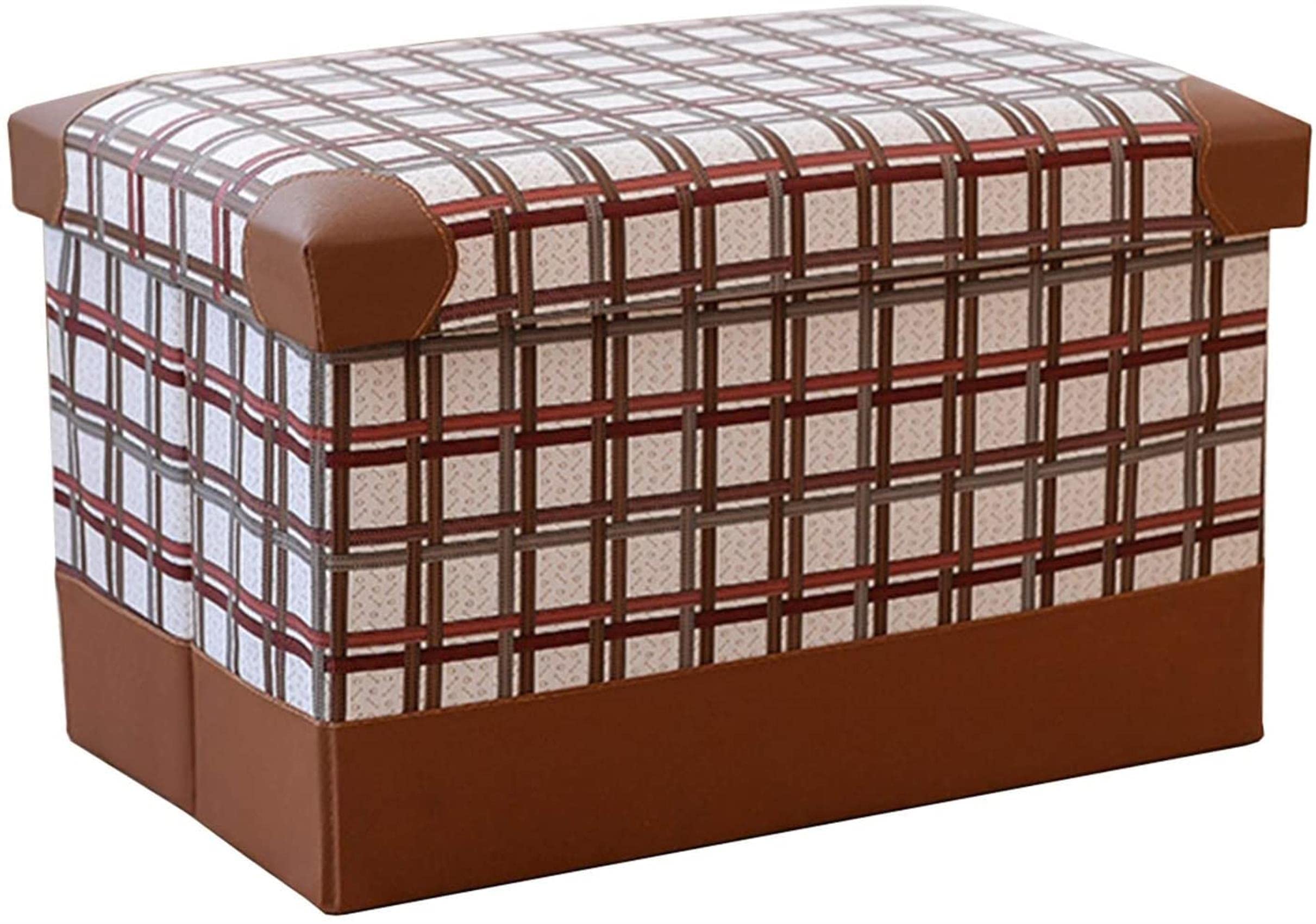 Tabouret de rangement de 48cm en cuir pour petit espace de vie