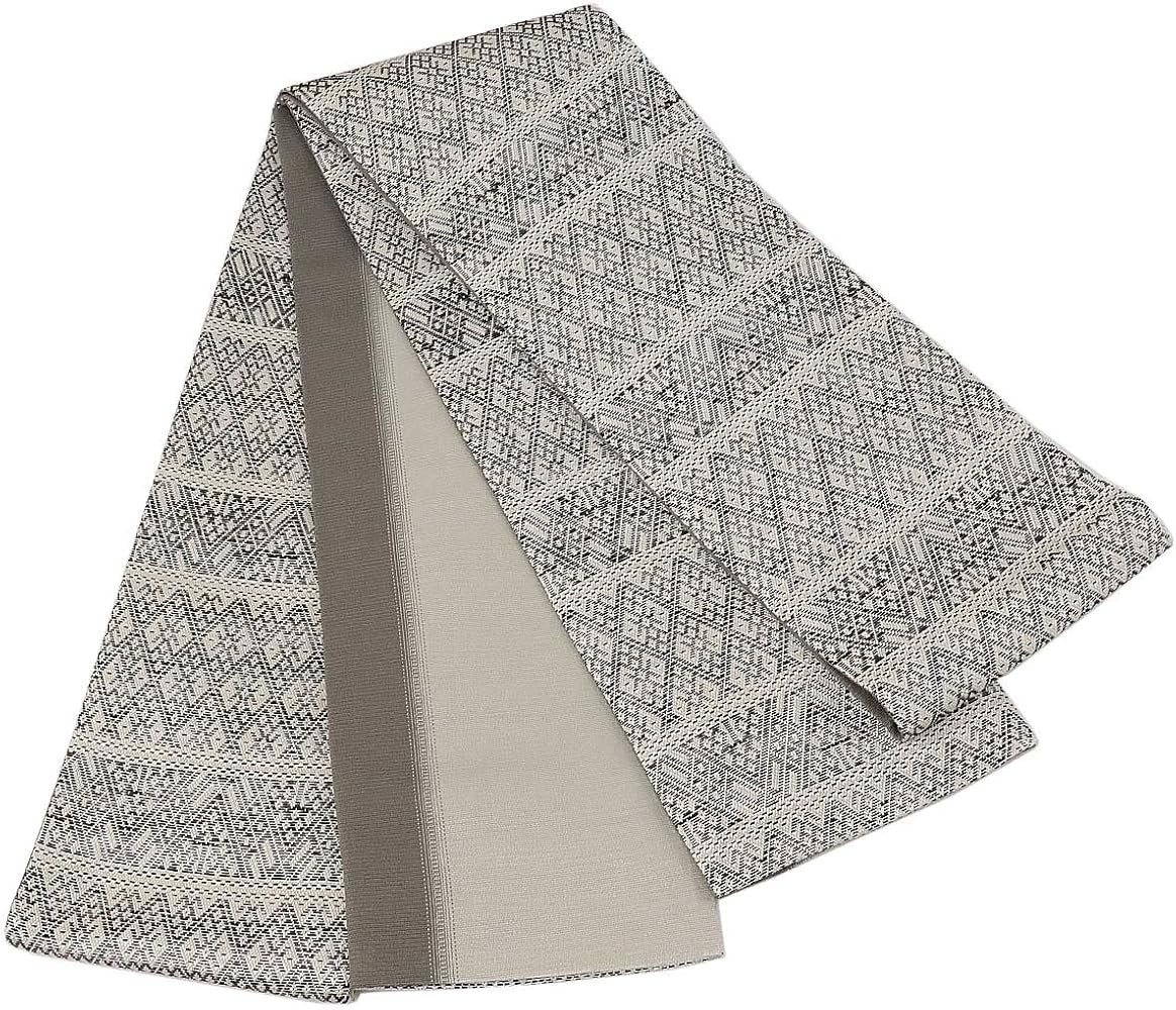 完売品　紙こぎん　花市松　半幅帯　米沢織　おしゃれ四寸帯　新品　茶色　近賢織物 完売品 紙こぎん 花市松 半幅帯 米沢織 おしゃれ四寸帯 新品