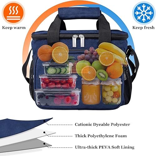 Miniatura 2 de ToteTastic Lonchera reutilizable aislada para mujereshombres, bolsa de almuerzo a prueba de fugas con correa ajustable para el hombro, bolsillo