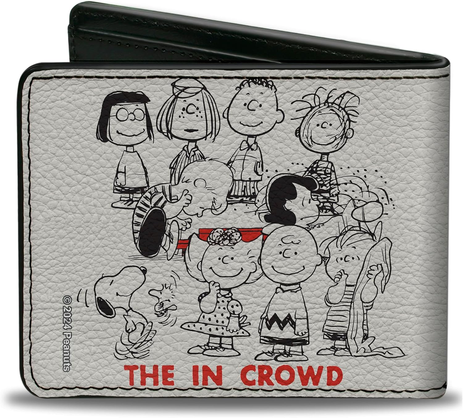 Peanuts Wallet, Bifold, Peanuts Gang 75th the In Crowd Group Pose White Black Red, Vegan Leather