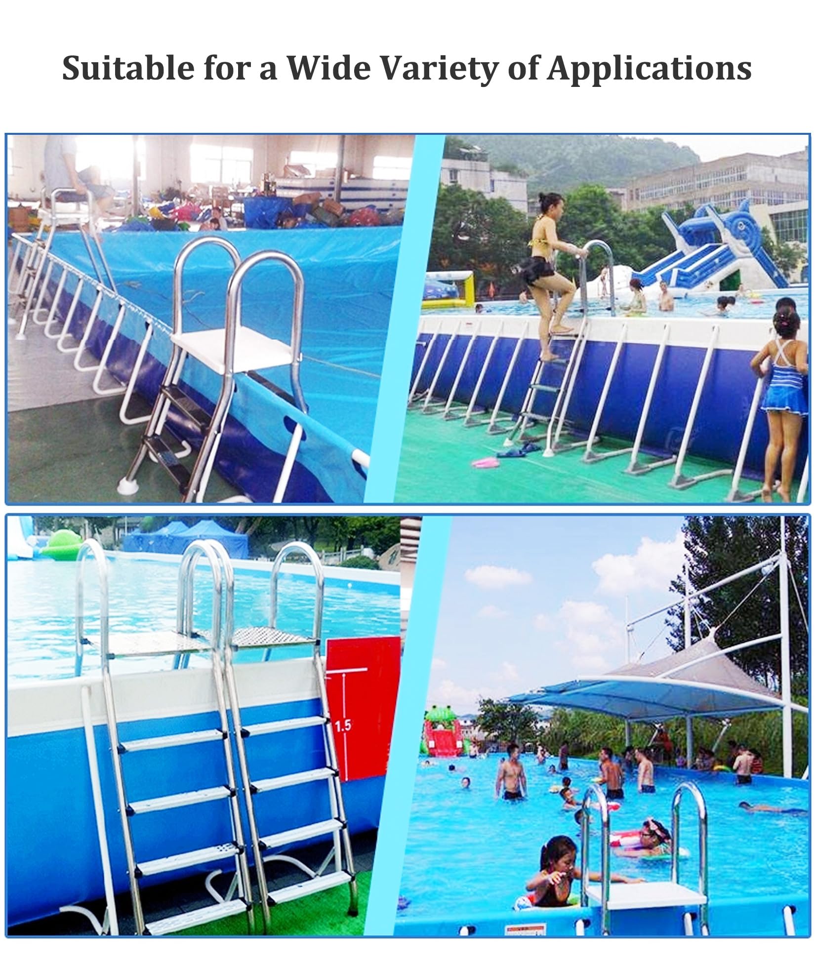 Scaletta per Piscina Fuori Terra, Scaletta in Acciaio Inox per Piscina Fuori Terra, Scaletta Scale per Piscina Fuori Terra, Scale per Piscina, Carico 250kg