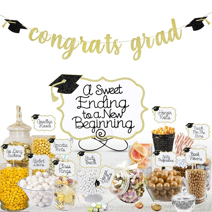 Buy Graduation Table Decorations 2022 Gold Glitter Congrats Grad