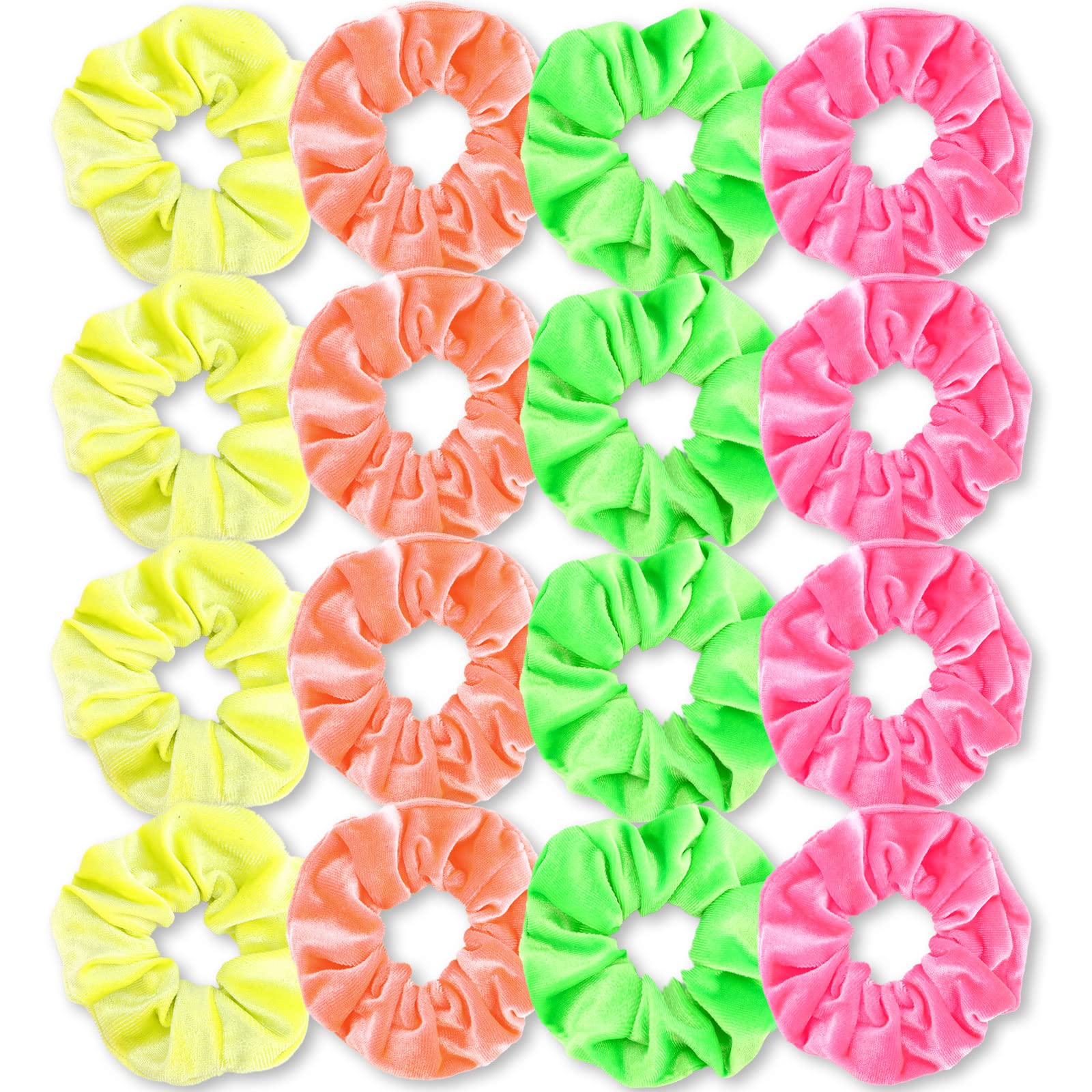 Semato 16 Pacs Neon Scrunchies Velvet Elastics Scrunchies Hair Ties for Women Girls Elastics Ponytail Holder Christmas Scrunchies Girl Accessories