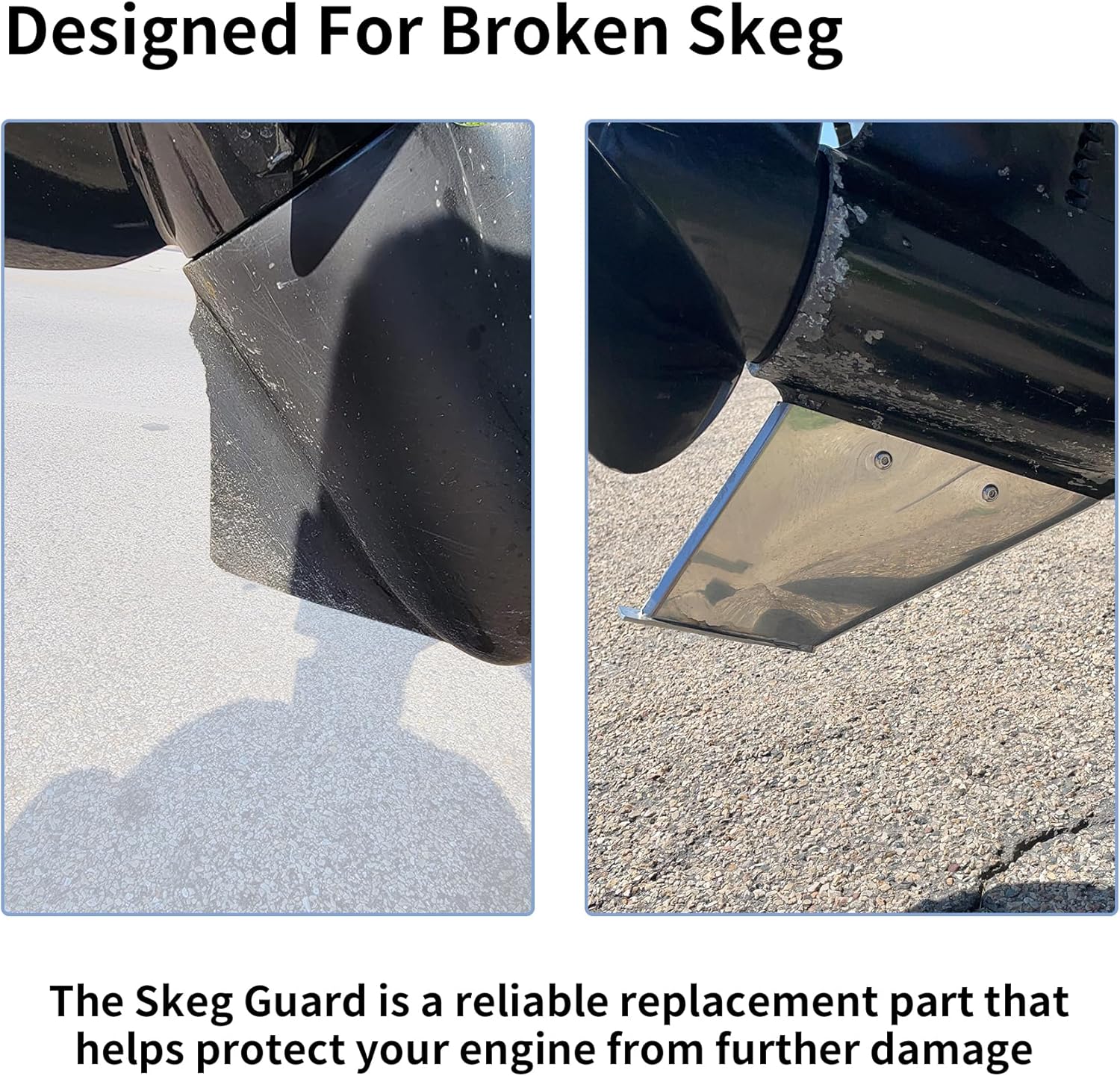 GlückMarine 27211 Boat Skeg Safe Repair Guard Fits Marine 75-300 HP Outboard Models Material Stainless Steel