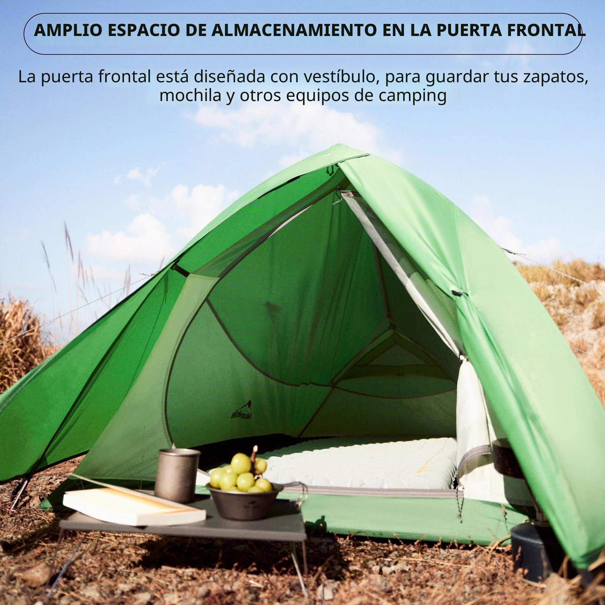 Naturehike Cloud Up Pro Tienda de campaña ligera para 2 personas, fácil montaje, resistente al viento e impermeable, para viajes al aire libre, trekking