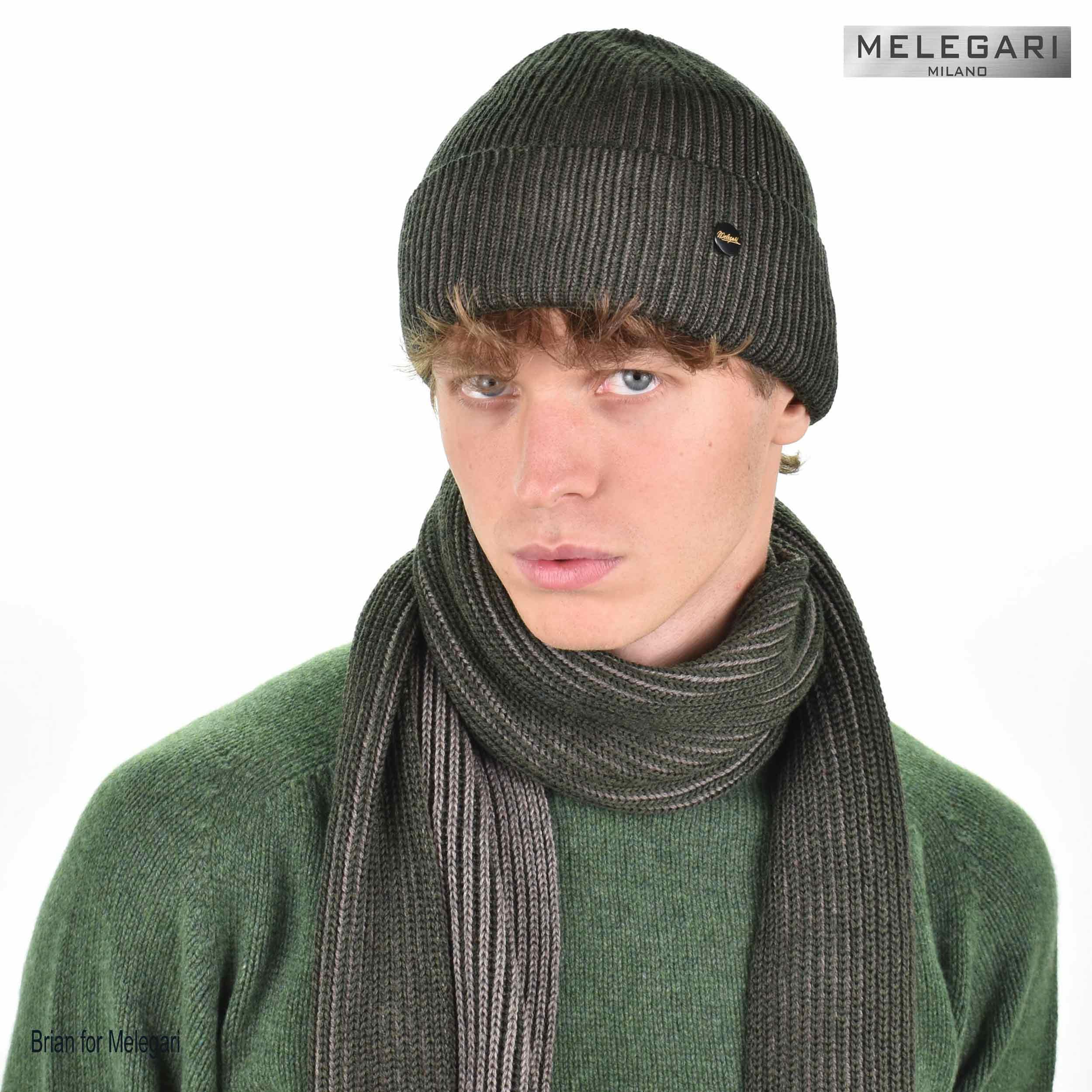 Melegari Berretto di Maglia con Risvolto | Beanie Brian | Pura Lana Merino Extrafine Bicolore | manifattura Tedesca di Alta quaità | Unisex