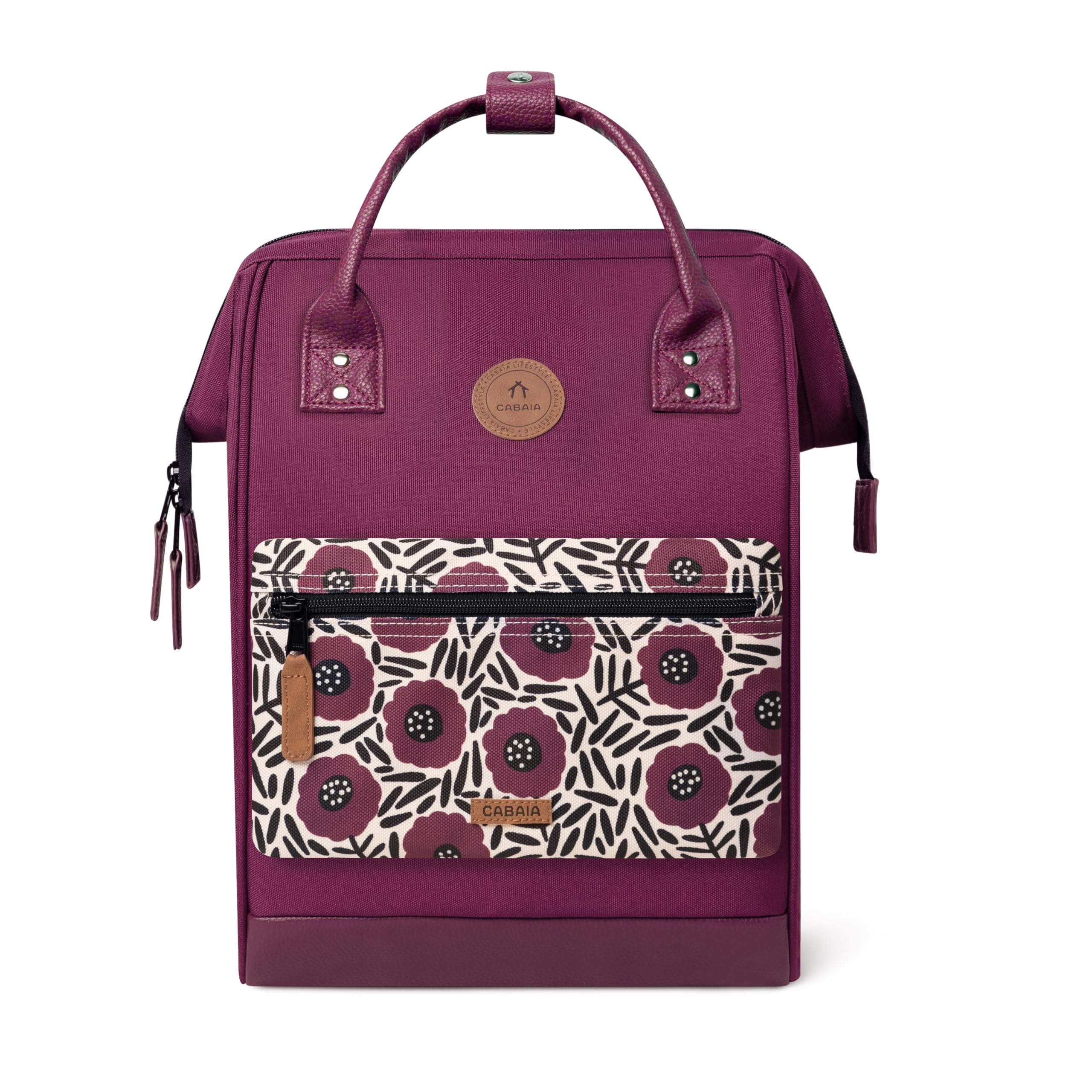 Cabaïa – Mochila Adventurer Nice - Medium 18L - Repelente al Agua – Compartimento Portátil 13″ – 2 Bolsillos Intercambiables – Certificada Vegana – Mochila de Viaje, Trabajo y Escuela – Violetta