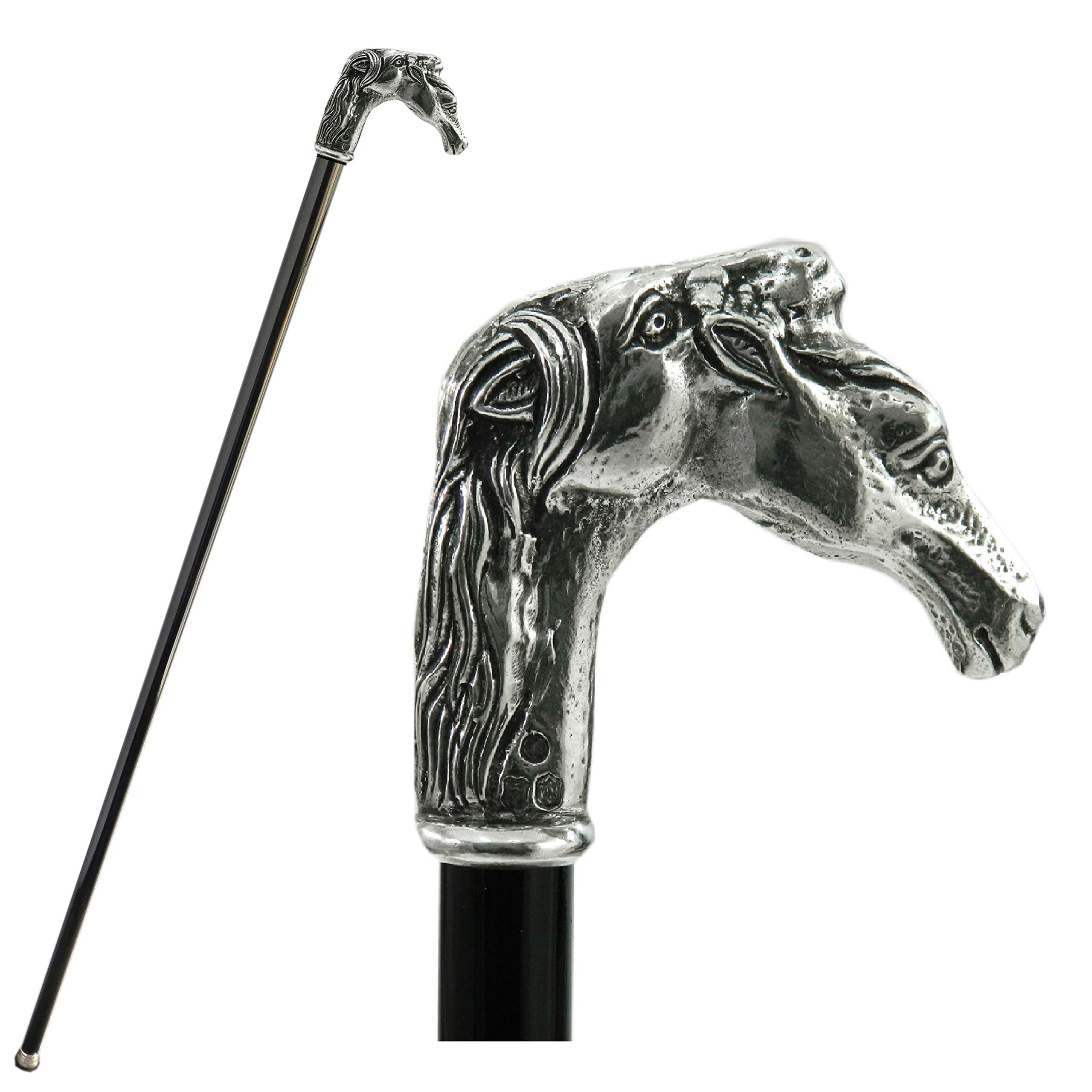 Bastón paseo Liberty peltre macizo madera antigua clásica elegante personalizable caballetes nuestra producción