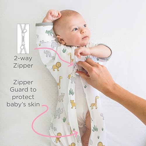 Miniatura 7 de Amazing Baby Saco de transición para envolver con mangas de media longitud y puños de mitones, algodón, fácil de envolver, mejor sueño para bebés