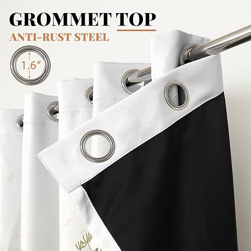 Miniatura 6 de Renaiss Cortinas opacas con diseño de flores silvestres con aislamiento térmico para dormitorio, 29 pulgadas de ancho x 55 pulgadas de largo, juego