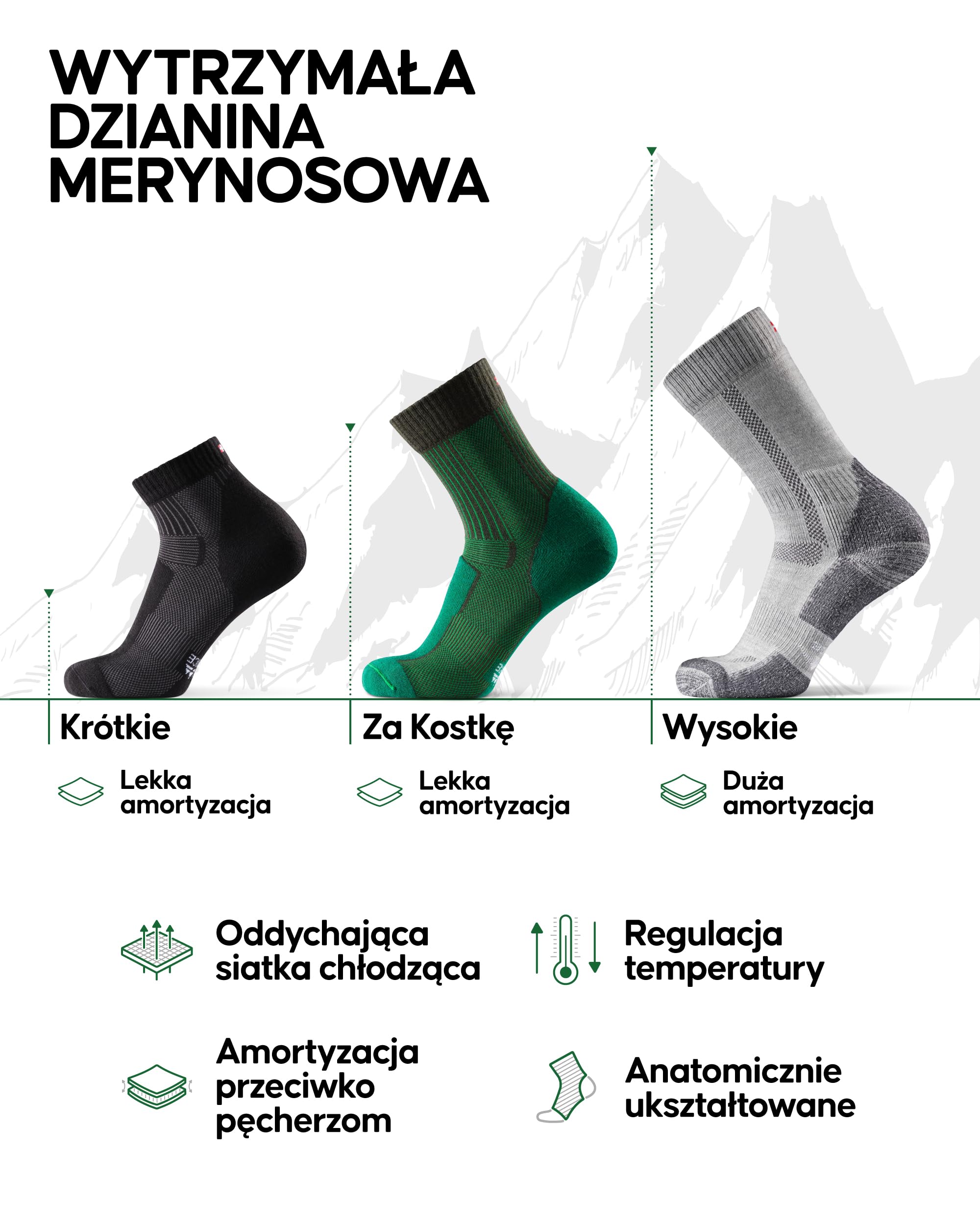 DANISH ENDURANCE Zestaw skarpet do chodzenia na świeżym powietrzu, wełna merynosowa dla mężczyzn i kobiet, 3-pak