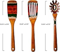 Vista 7 de Juego de utensilios de cocina de madera de Pakkawood de 3 piezas, incluye tenedor para pasta, espátulas planas de mango largo, juego de espátulas