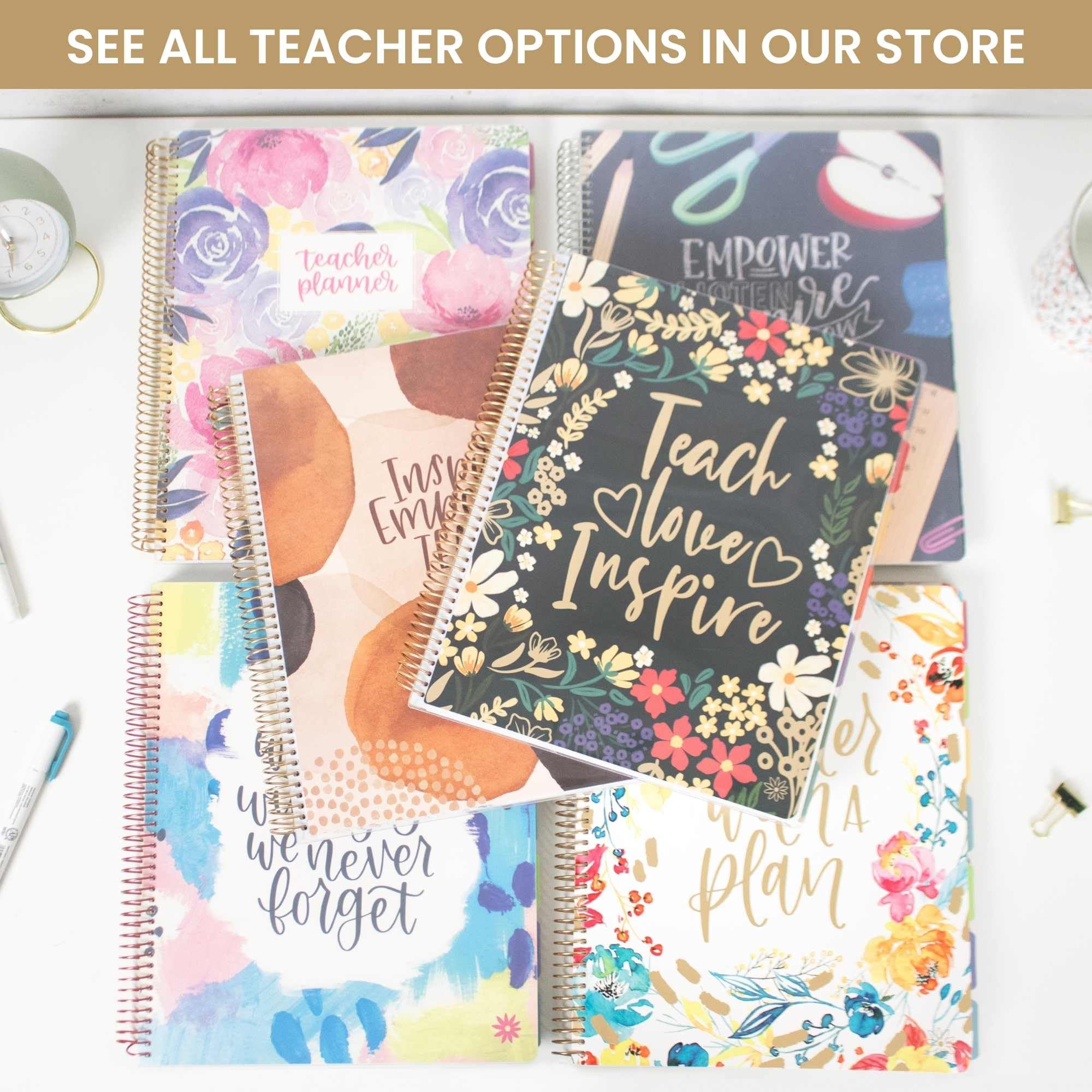 bloom daily planners Undatierter Lehrerplaner und Kalender für das akademische Jahr – 7 Perioden Unterrichtsplan Organizer Buch mit mattiertem Einband (22,9 x 27,9 cm) (austauschbarer Einband) –